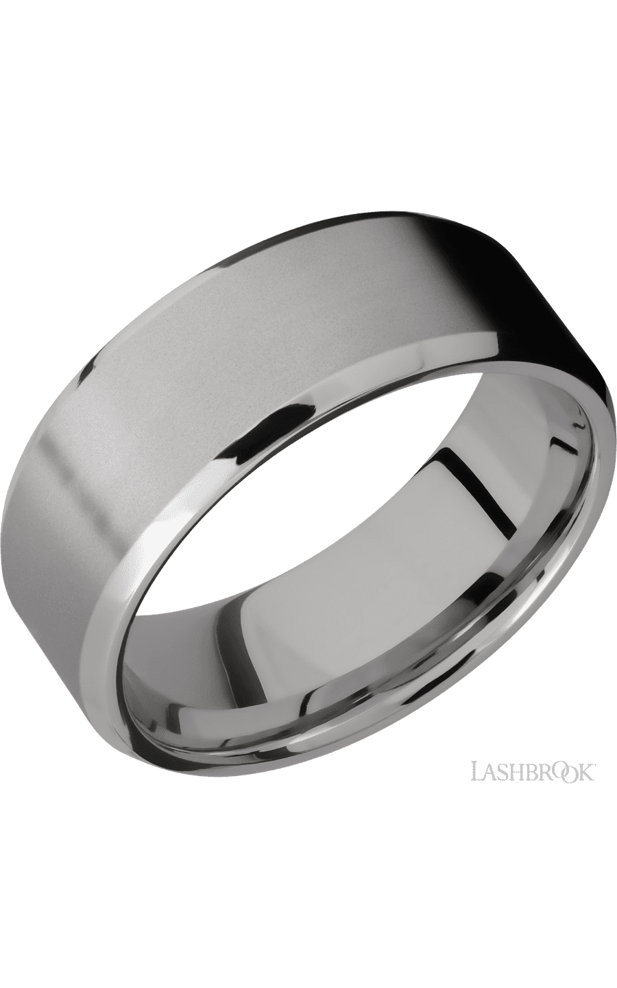8 mm wide Beveled Titanium band.