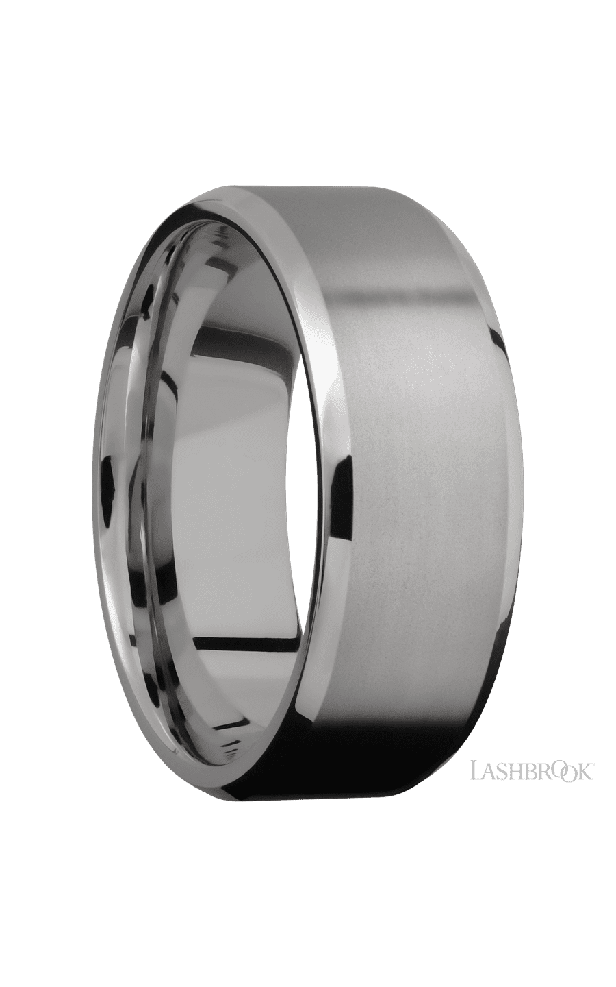 8 mm wide Beveled Titanium band.