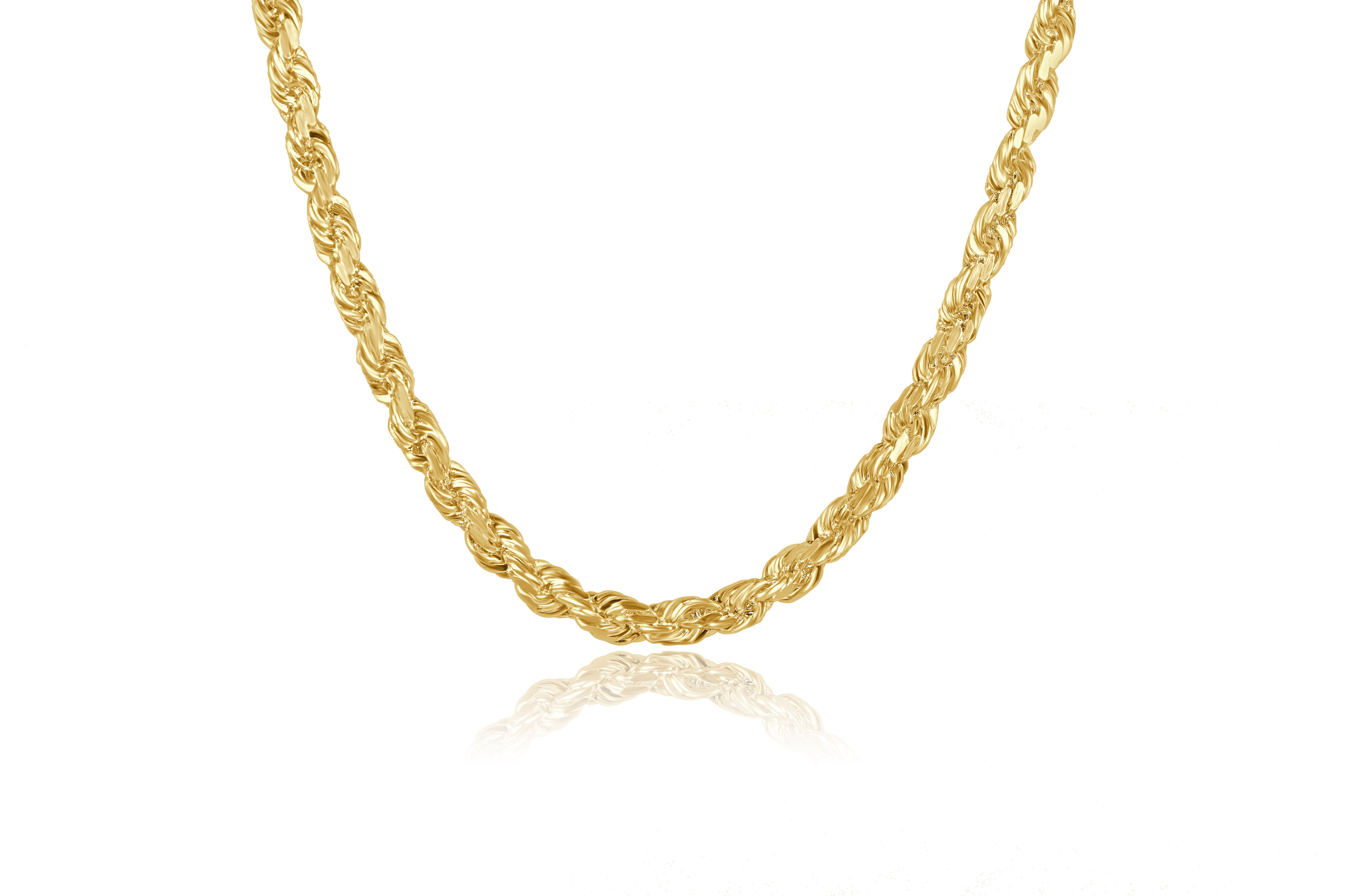 10K Yellow Gold 22 inch 2.5mm Solid Rope Chain