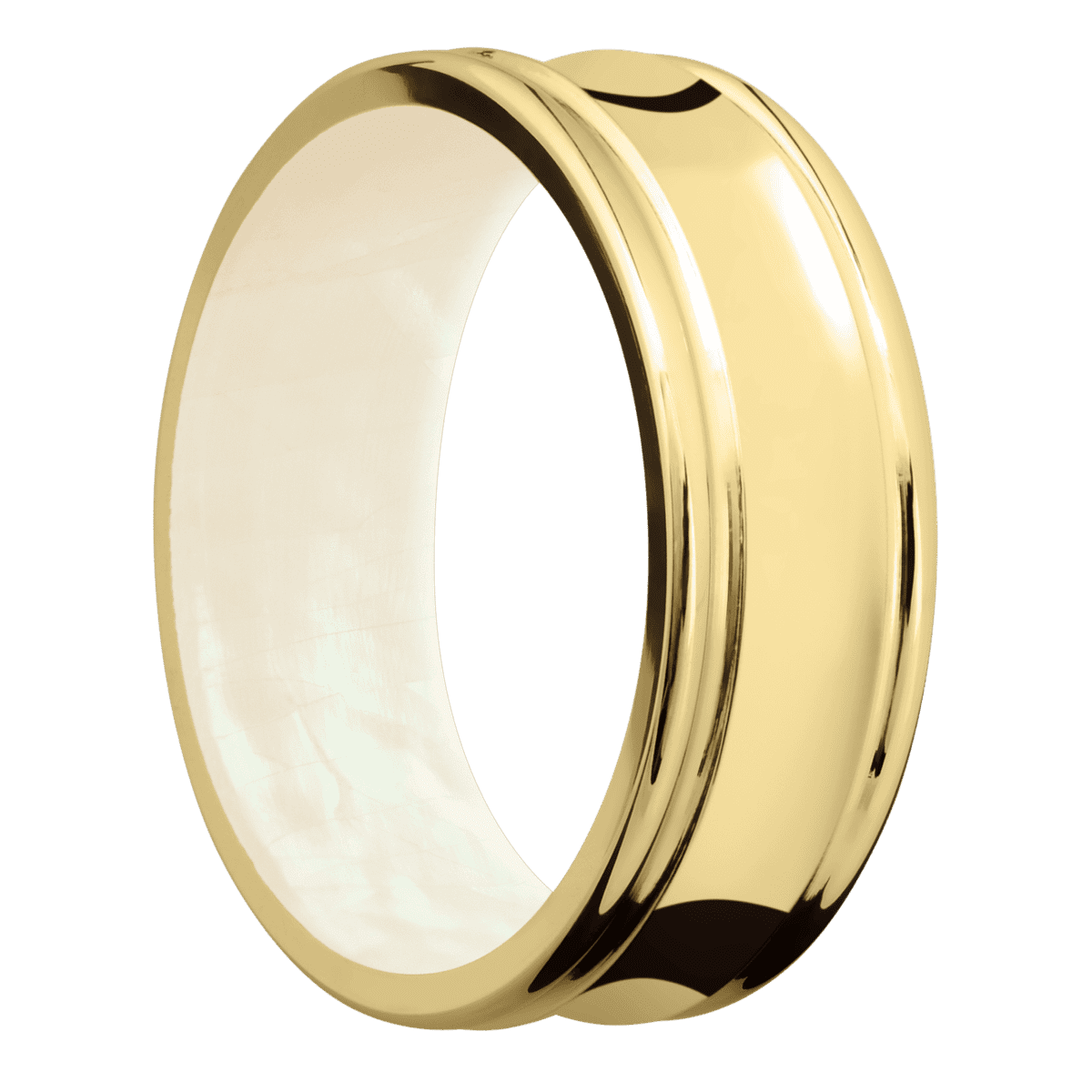 10K Yellow Gold + Polish , Polish Finish + Freshwater Mother of Pearl