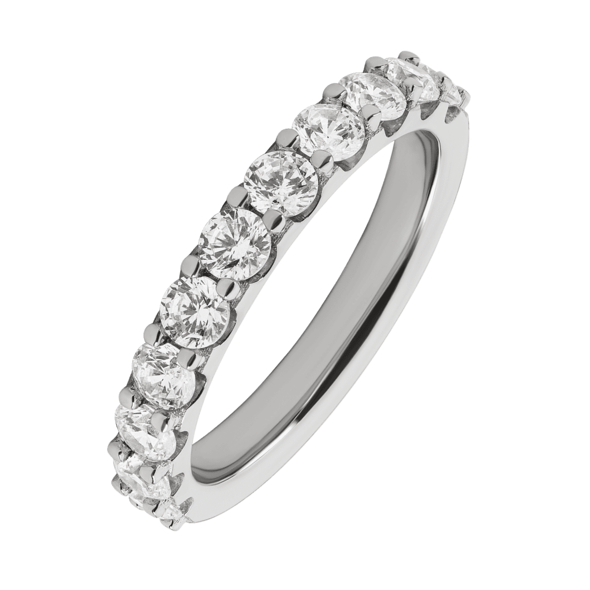 14K White Gold band with 11 Round Lab Grown Diamond having TCW-1.1