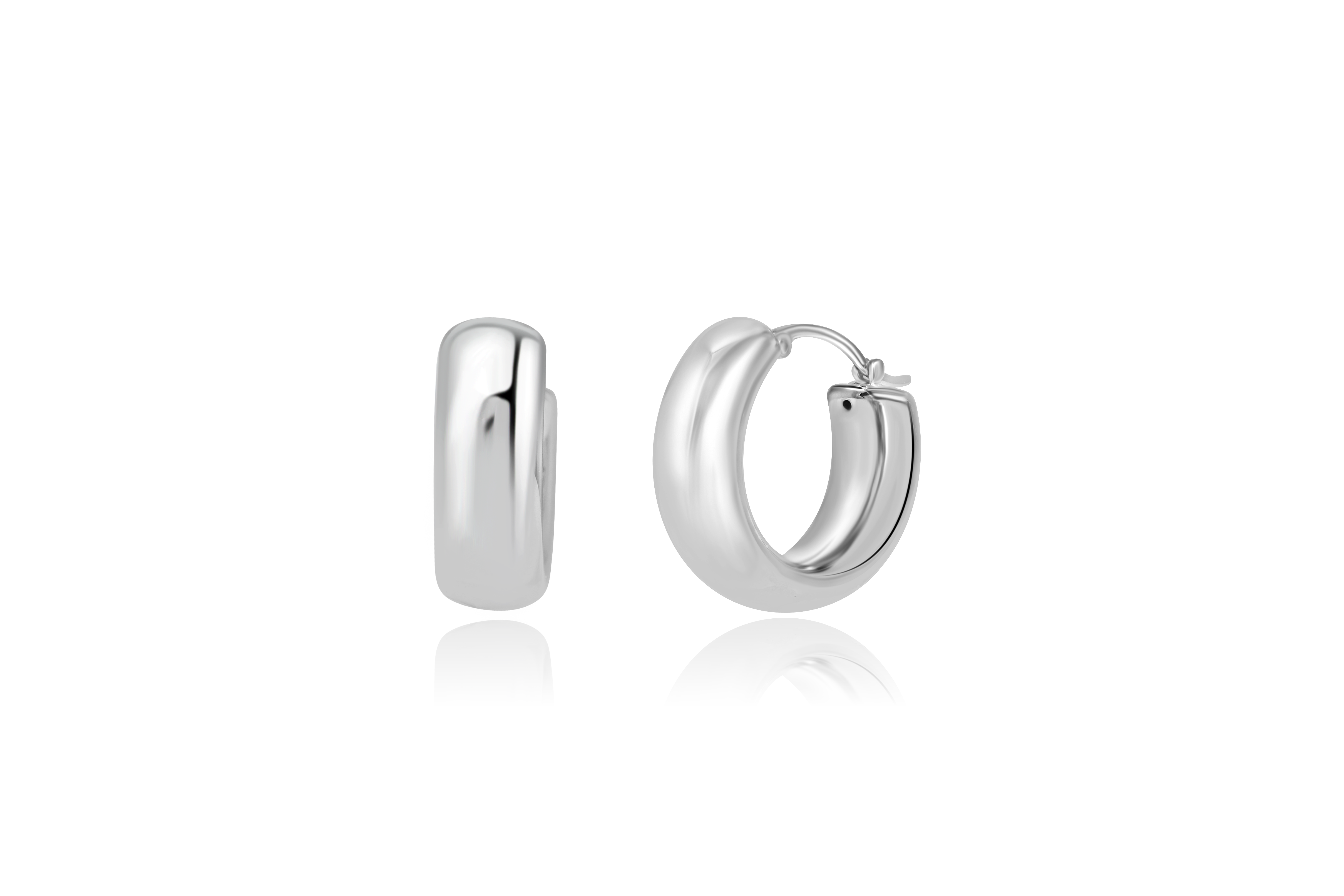 Sterling Silver small Wide Tube Hoop Earrings