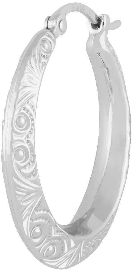 Sterling Silver Small Swirl Design Hoop Earrings