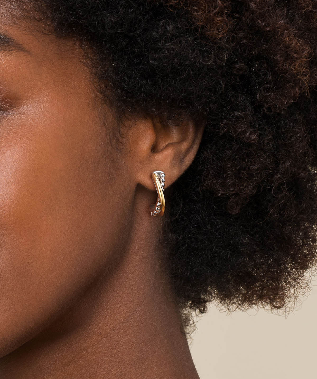 14K Yellow Gold and 925 Sterling Silver Bujukan Criss Cross J Hoop Earrings