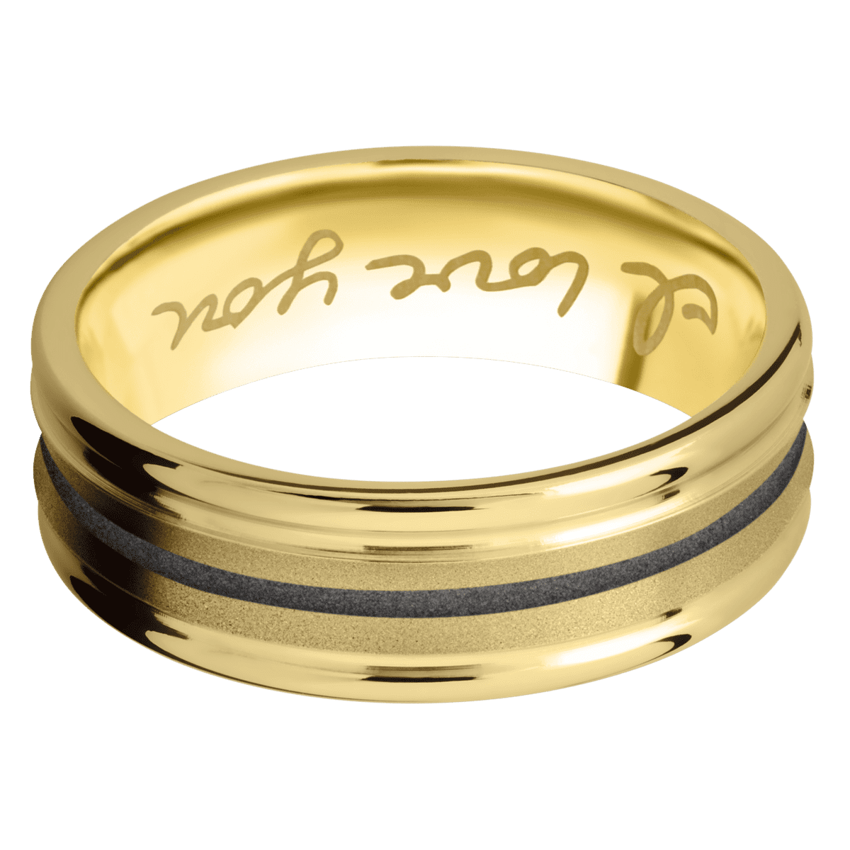 14K Yellow Gold + Sand , Polish Finish