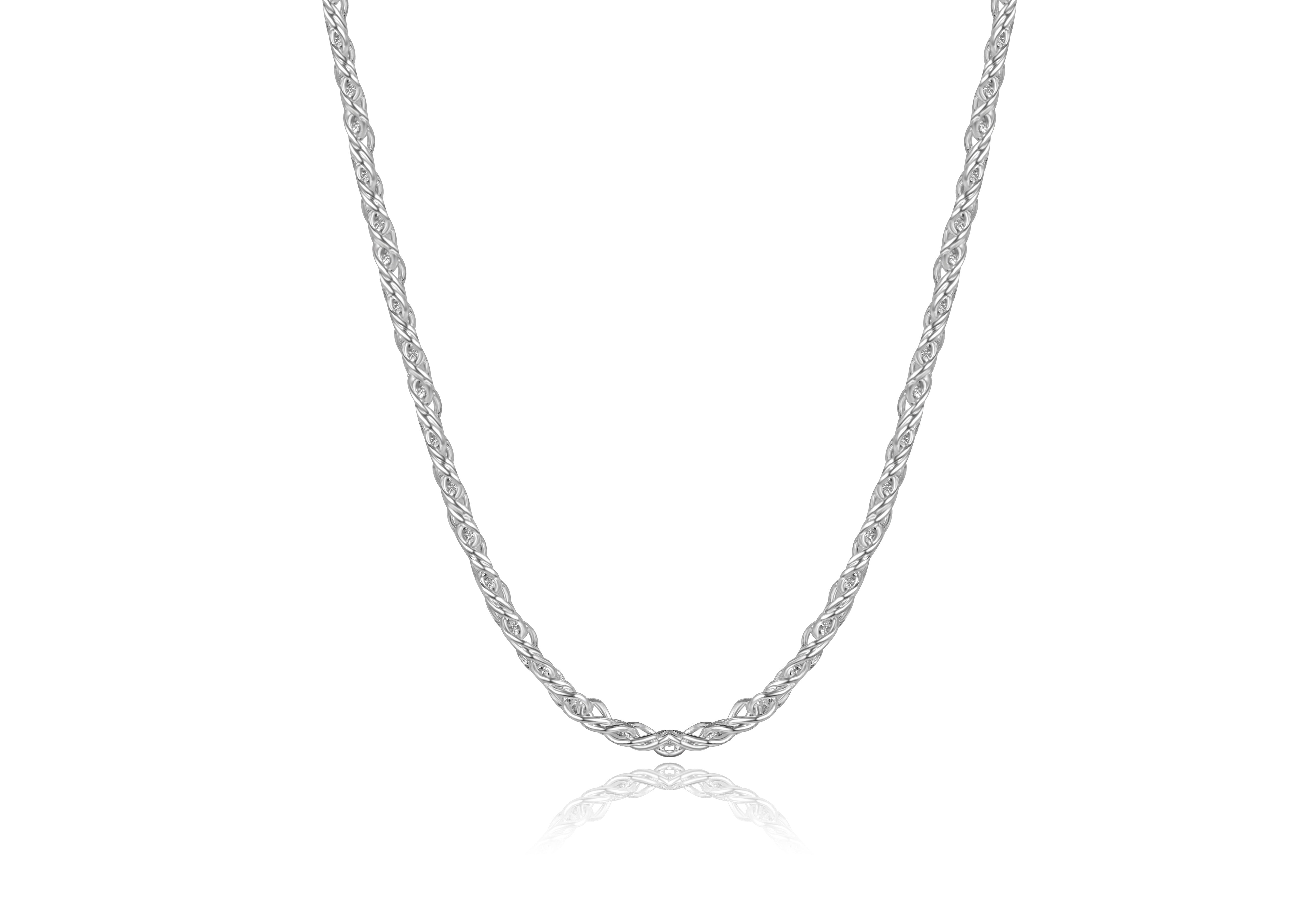 Sterling Silver Rhodium Plated 3.7mm Rombo 22 inch Chain