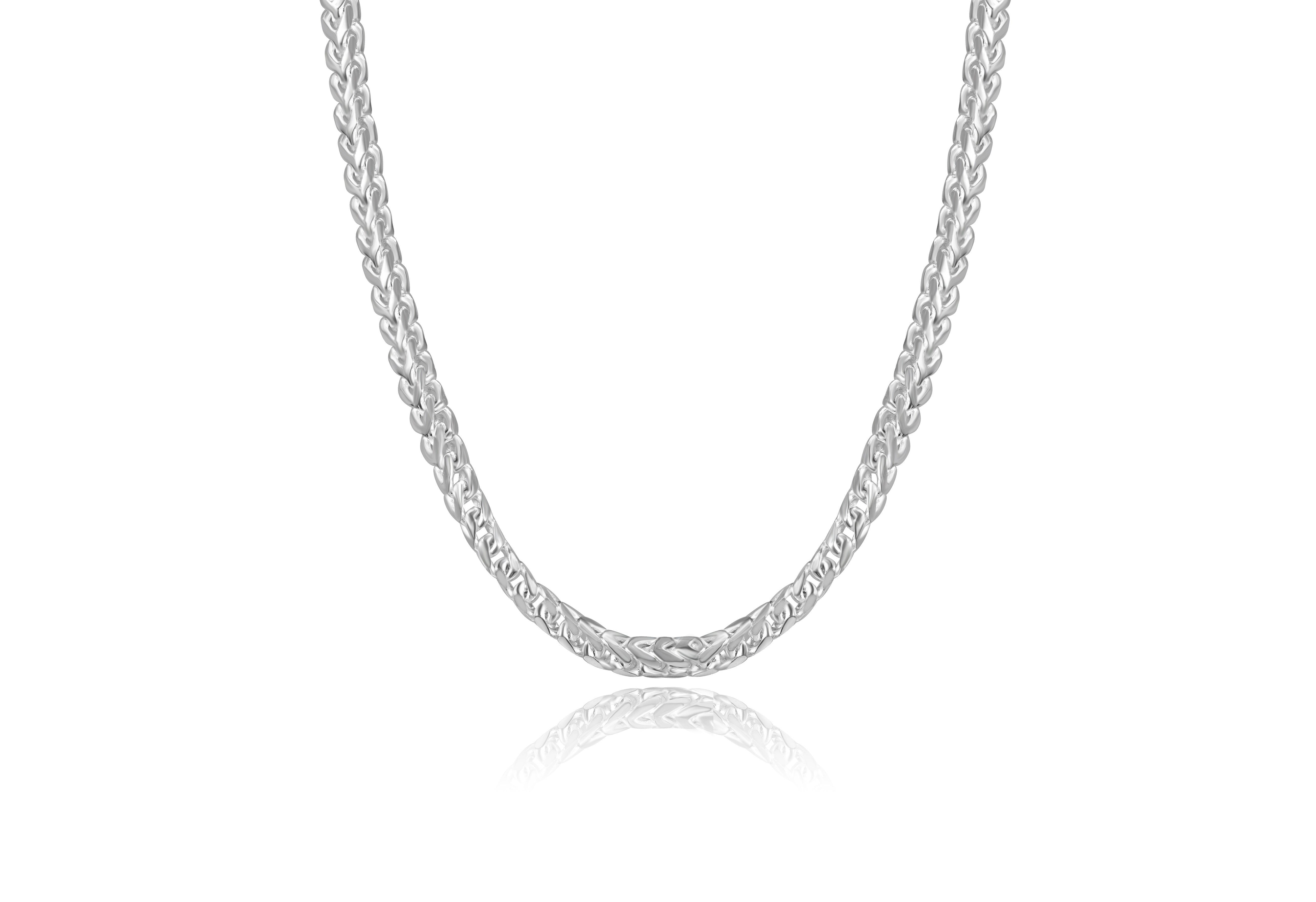 Sterling Silver Rhodium Plated 3mm Solid Franco 22 inch Chain