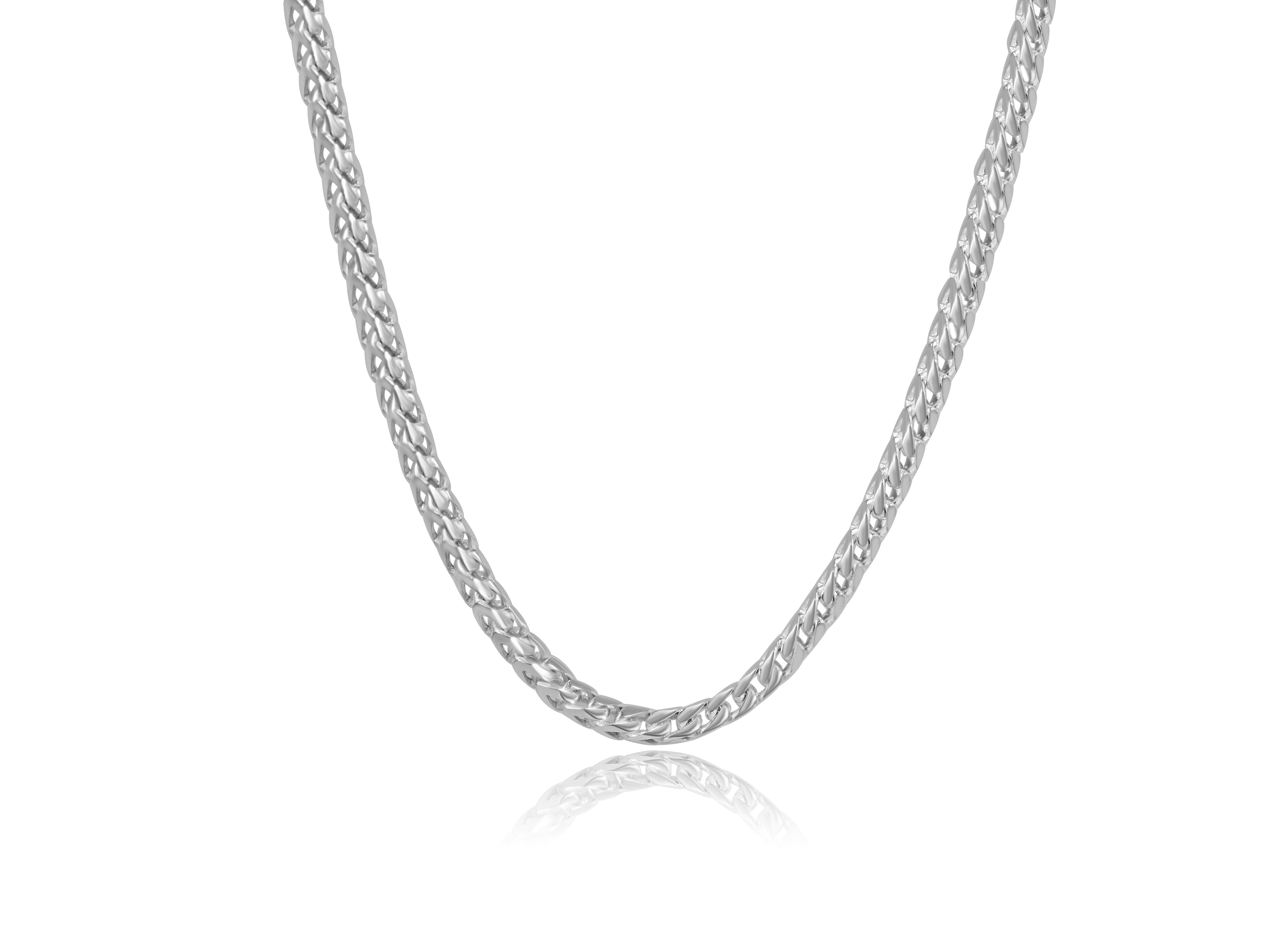 Sterling silver Rhodium Plated 3mm Solid Franco 20 inch Chain
