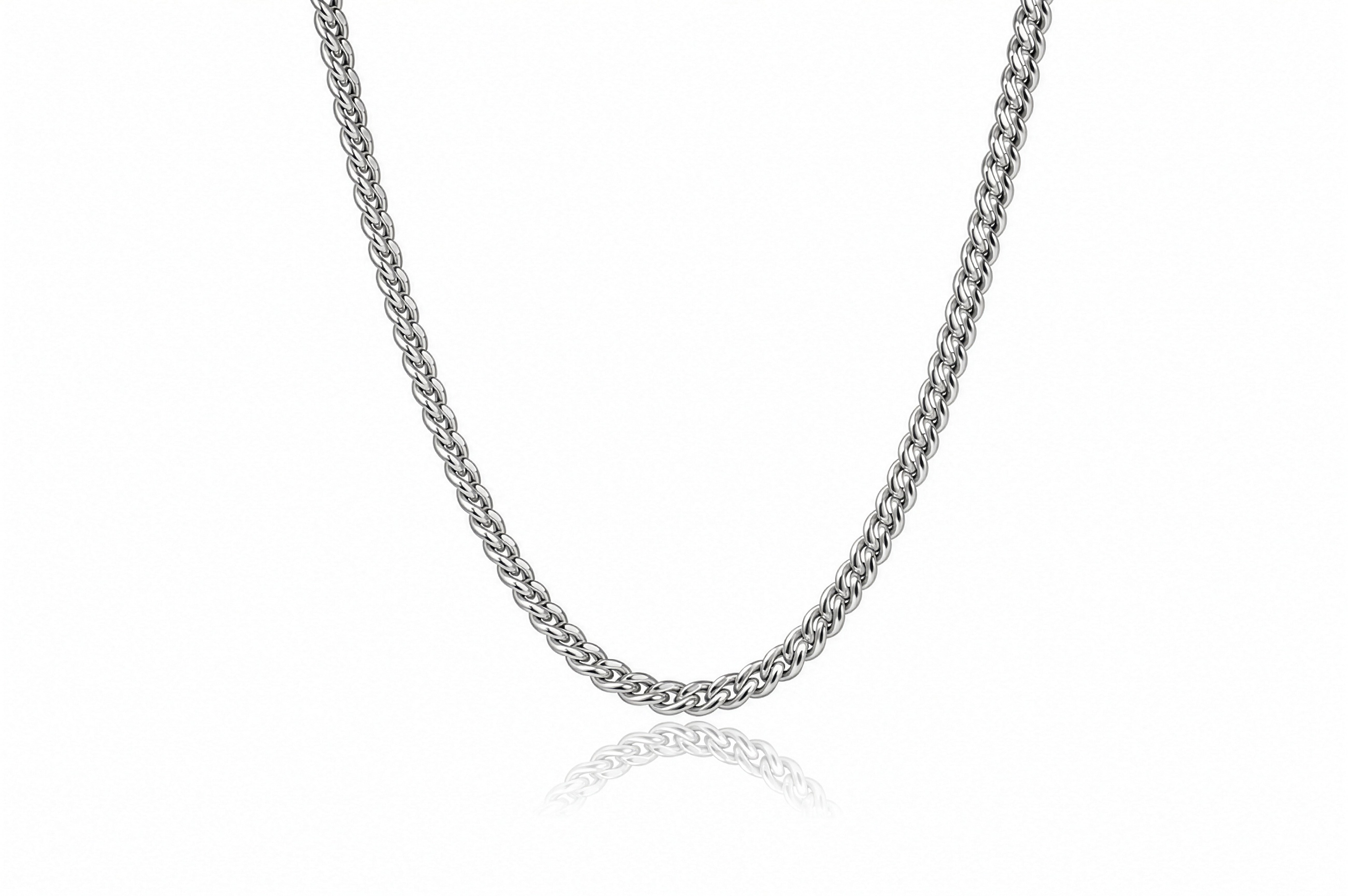 Sterling Silver Rhodium Plated 3mm Miami Cuban 22 inch Chain