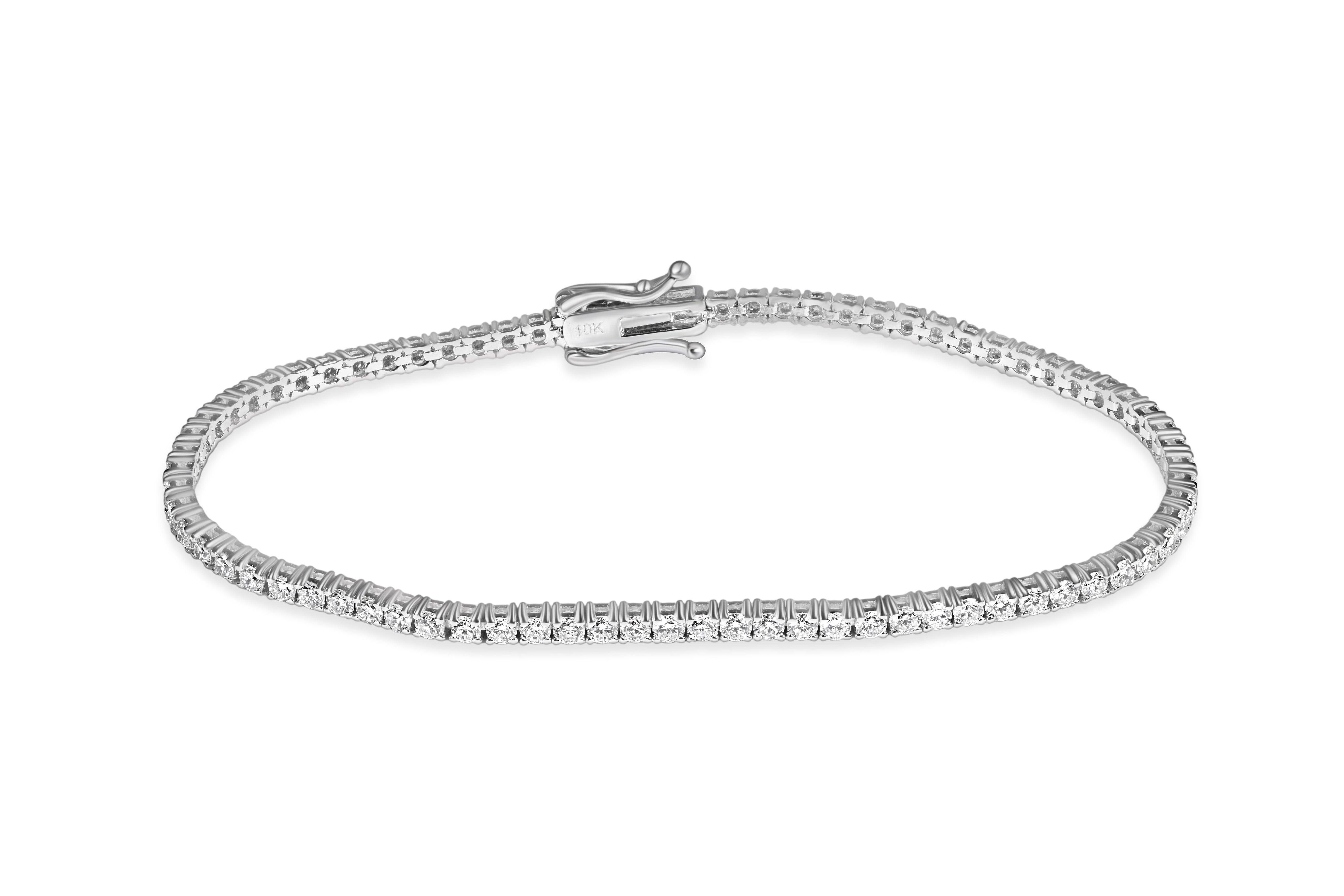 10k White Gold Four Prong Lab Grown Diamond Tennis Bracelet