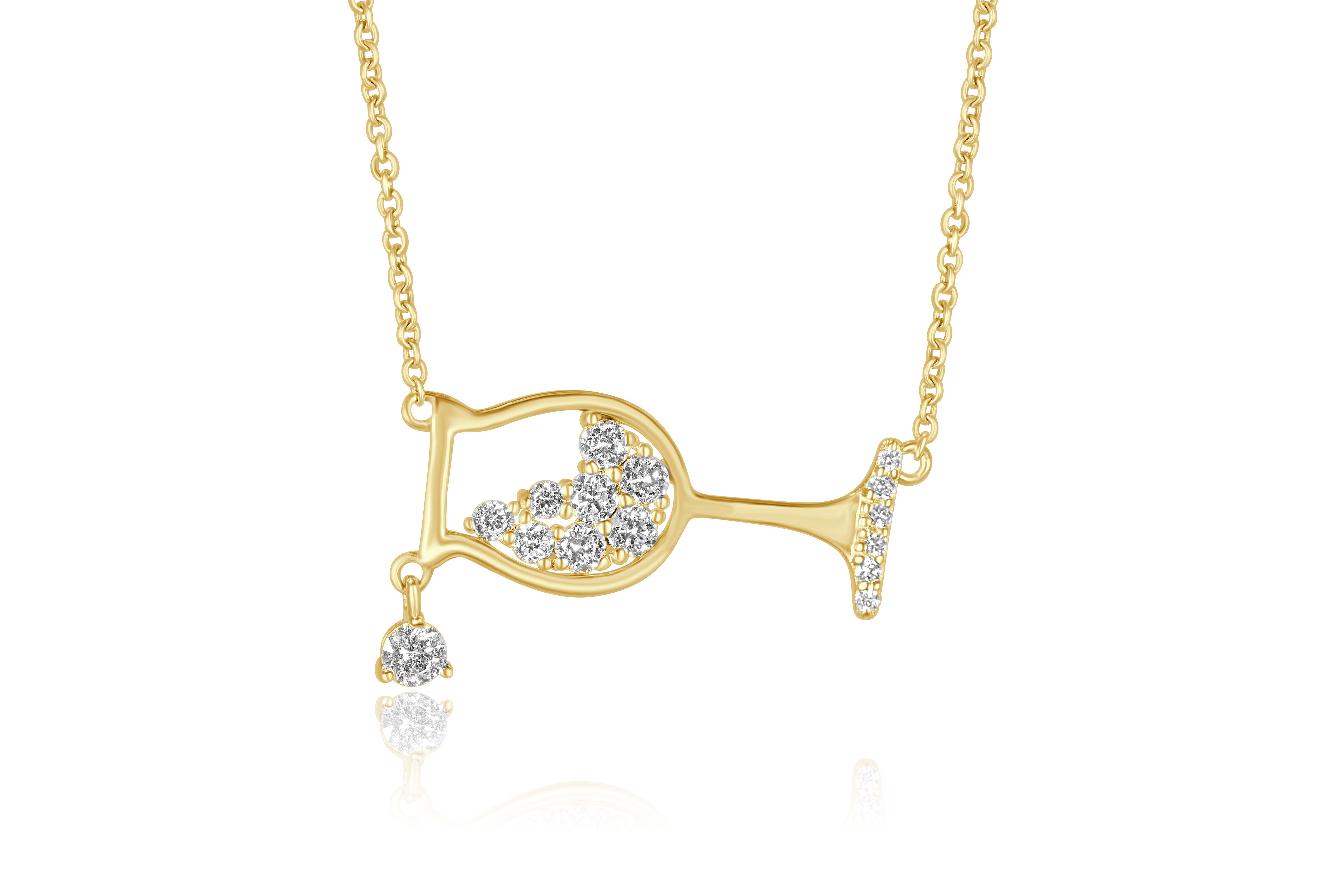14K Yellow Gold Diamond Wine Glass Pendant