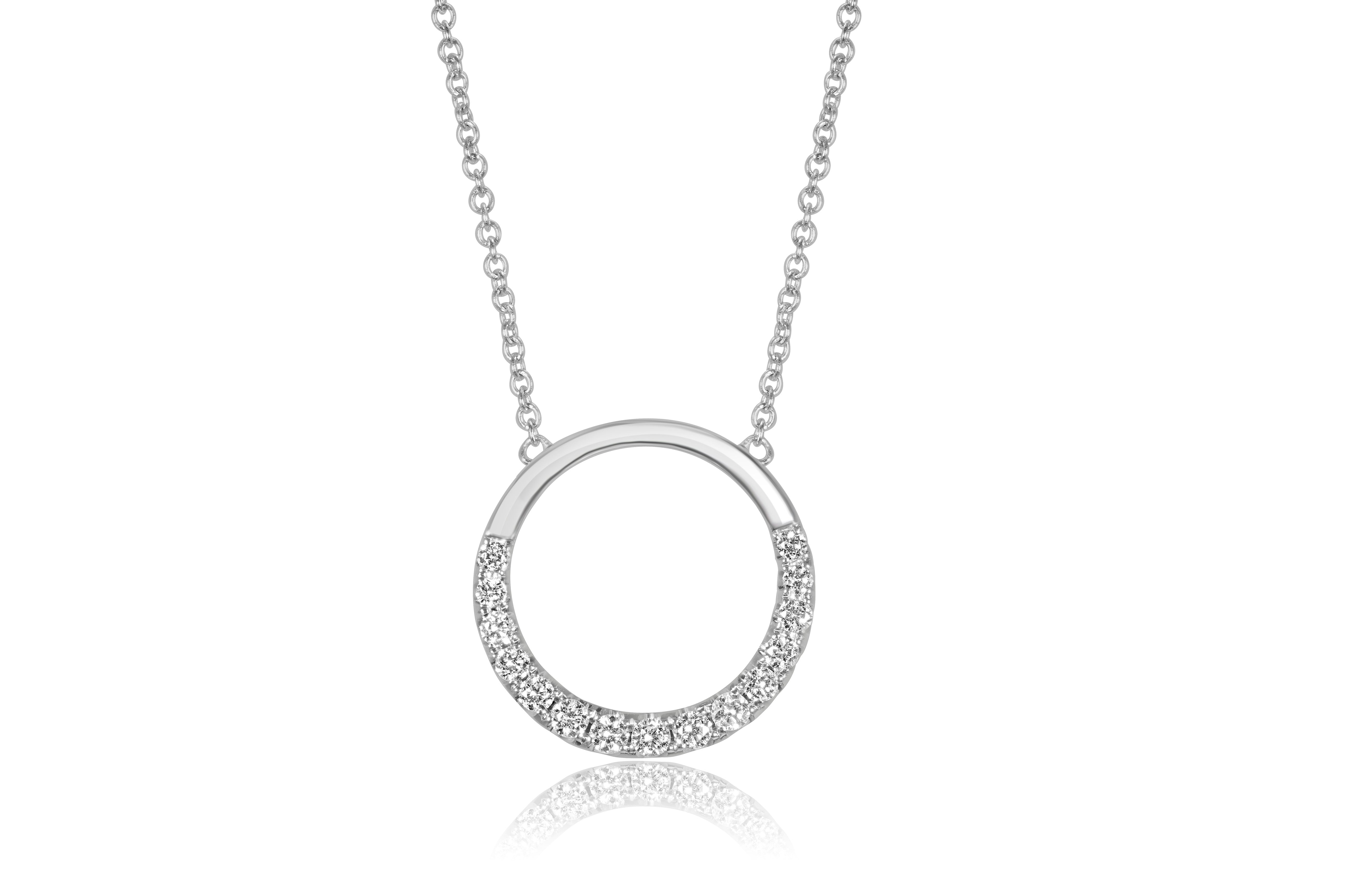 14K Yellow Gold 18 inch Adjustable Diamond Circle Necklace