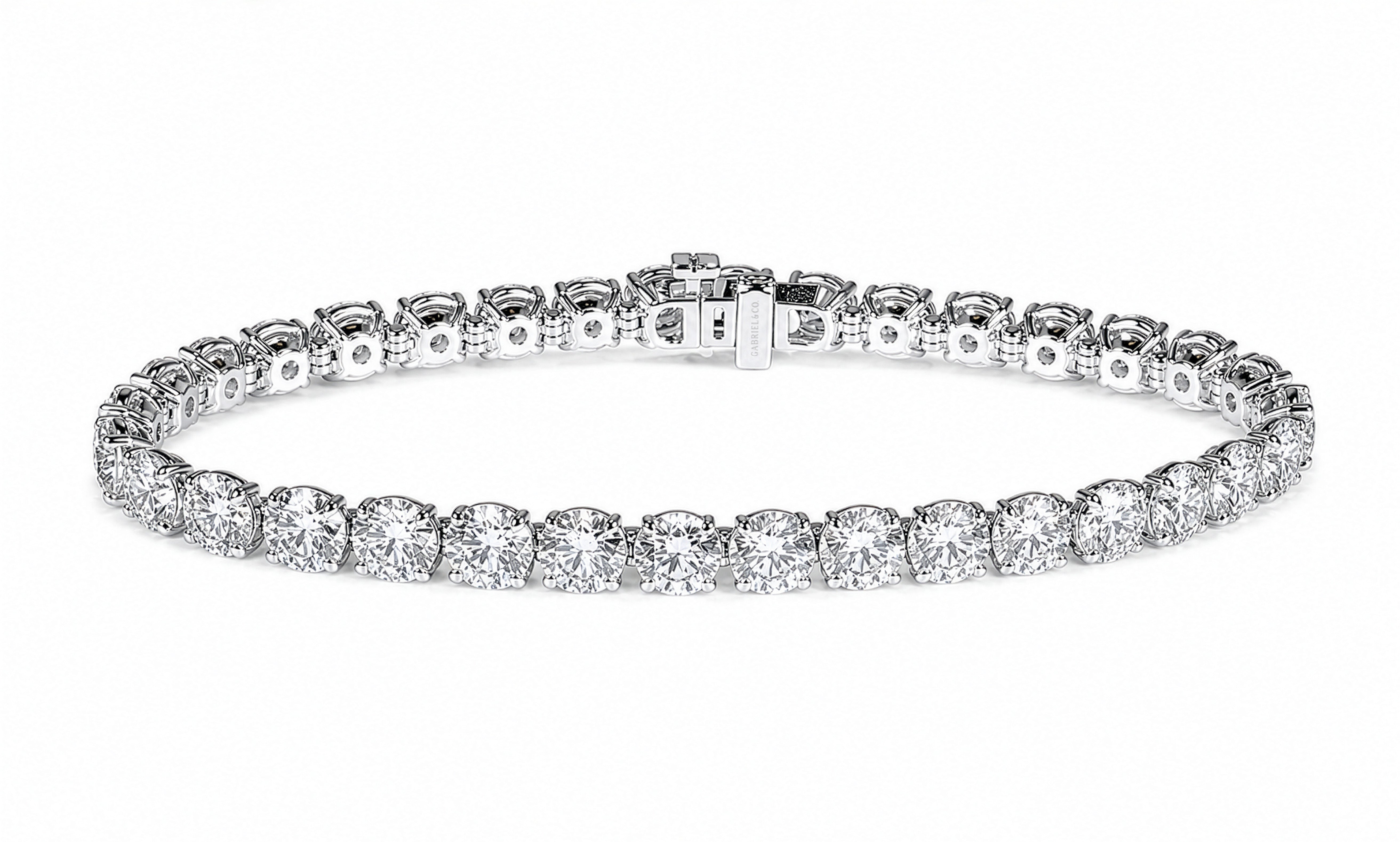 14K White Gold Four Prong Lab Grown Diamond Tennis Bracelet