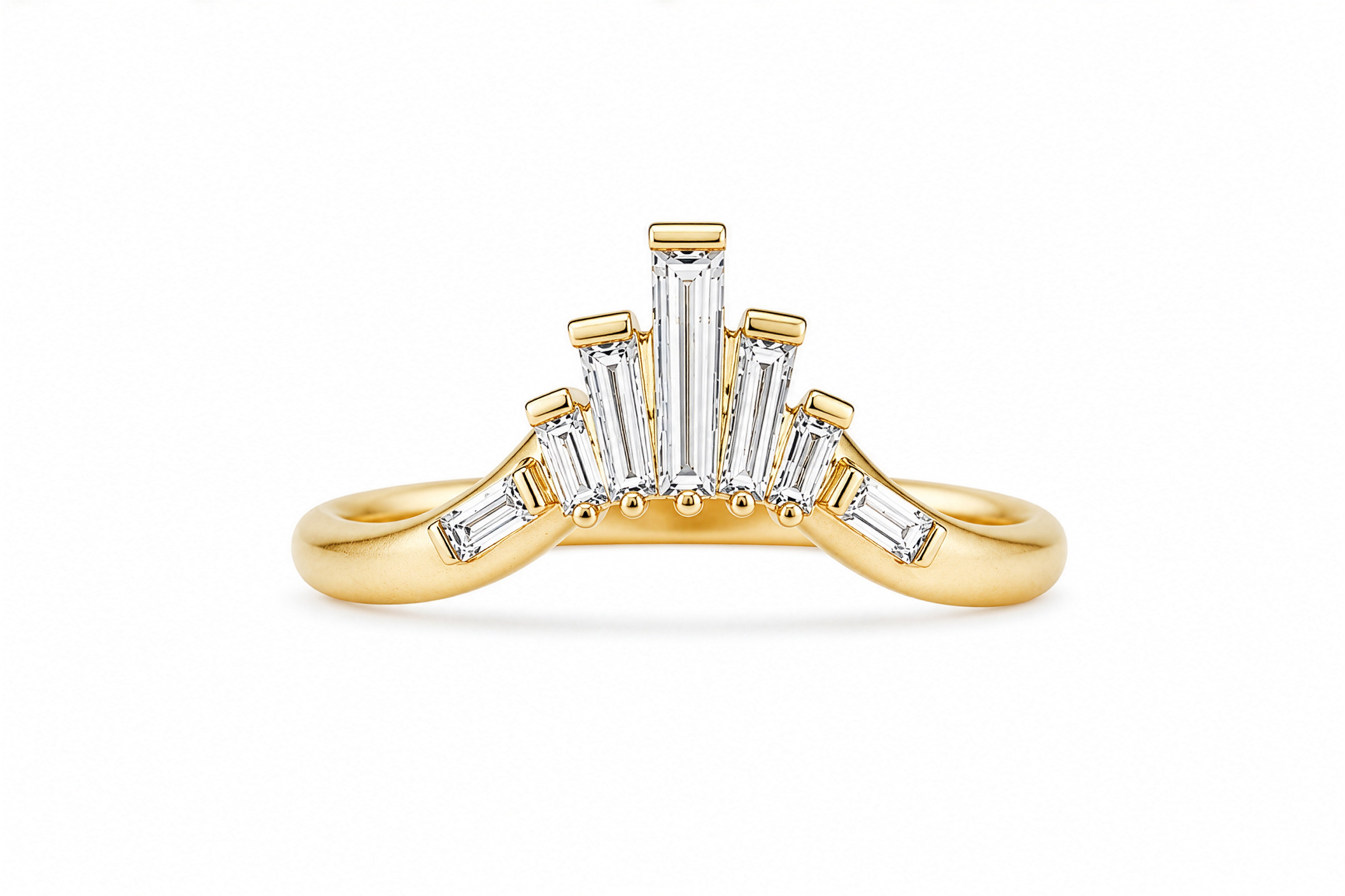 14K Yellow Gold Lab Grown Diamond Accented Curved Wedding Band