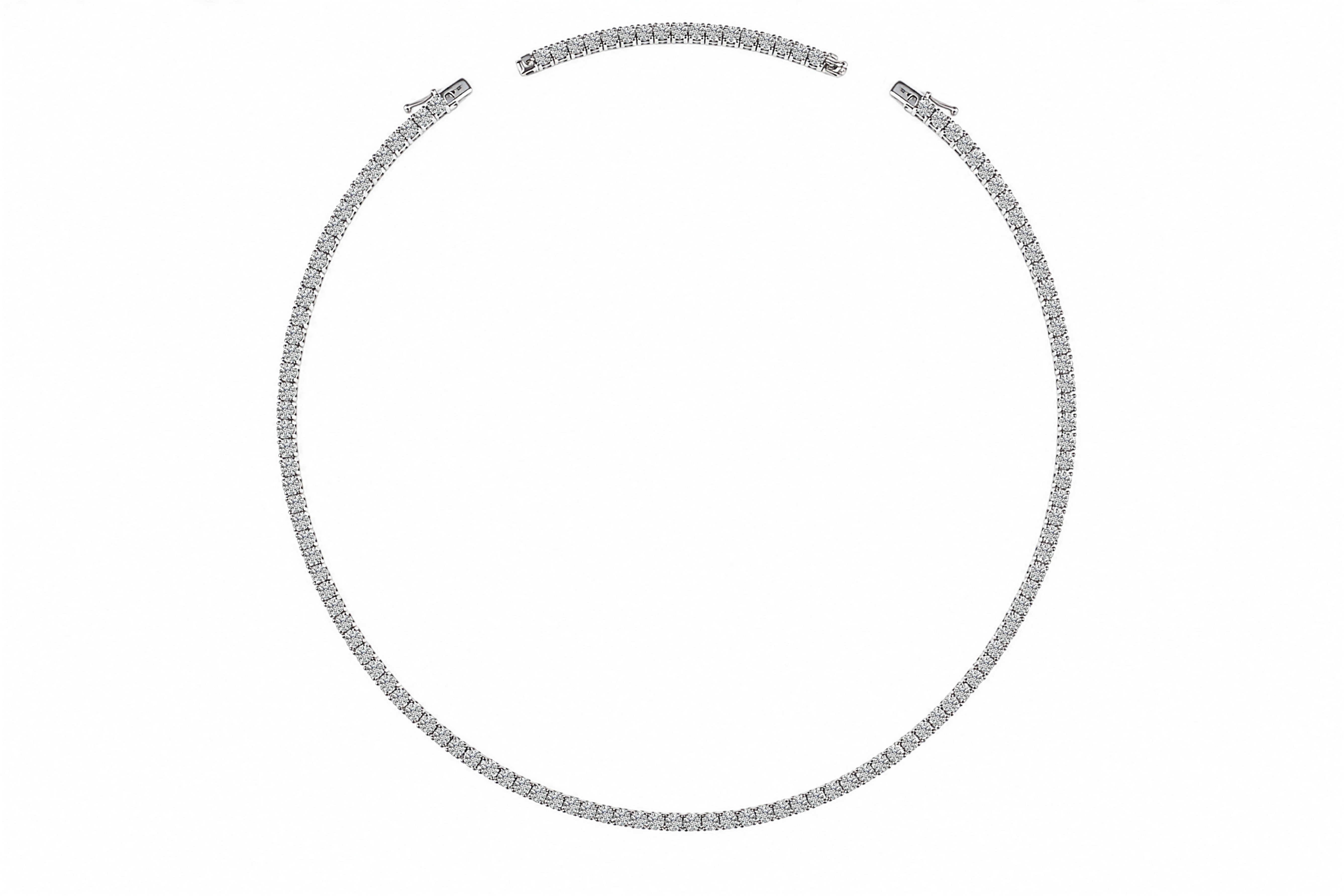 10K White Gold Lab Grown Diamond Adjustable Tennis Necklace 16-18 inches