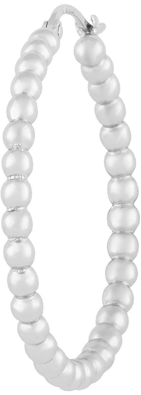 Sterling Silver Medium Beaded Hoop Earrings