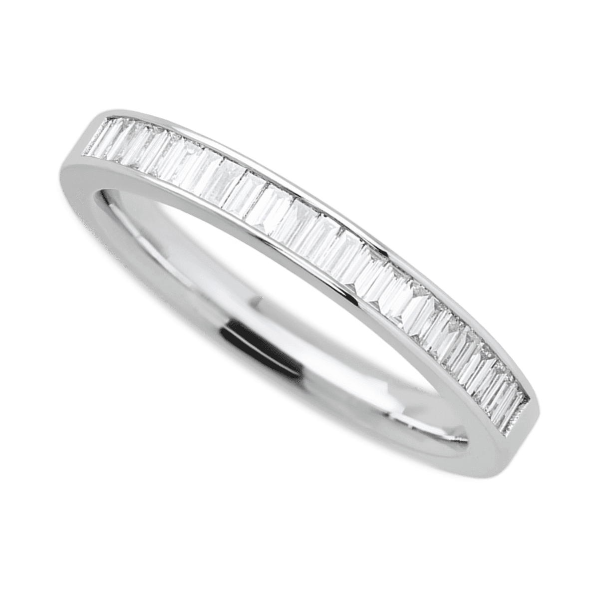 14K White Gold band with 31 Baguette Lab Grown Diamond having TCW-.62