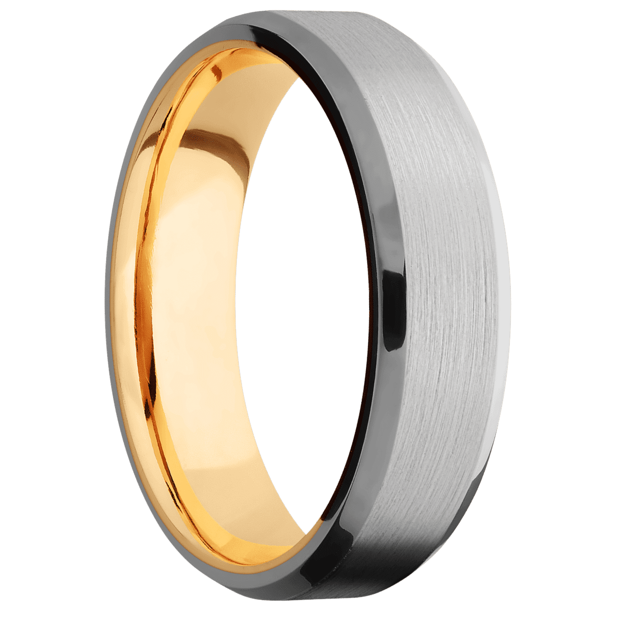 Titanium + Satin , Polish Finish + 14K Yellow Gold