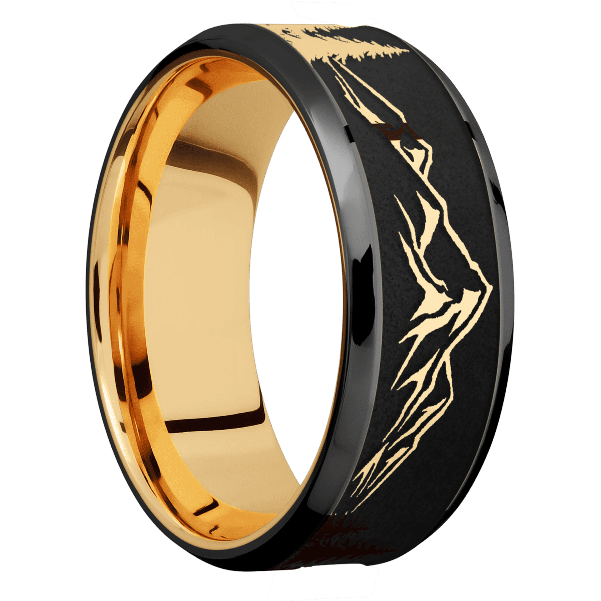 Zirconium + Polish , Polish Finish + 14K Yellow Gold