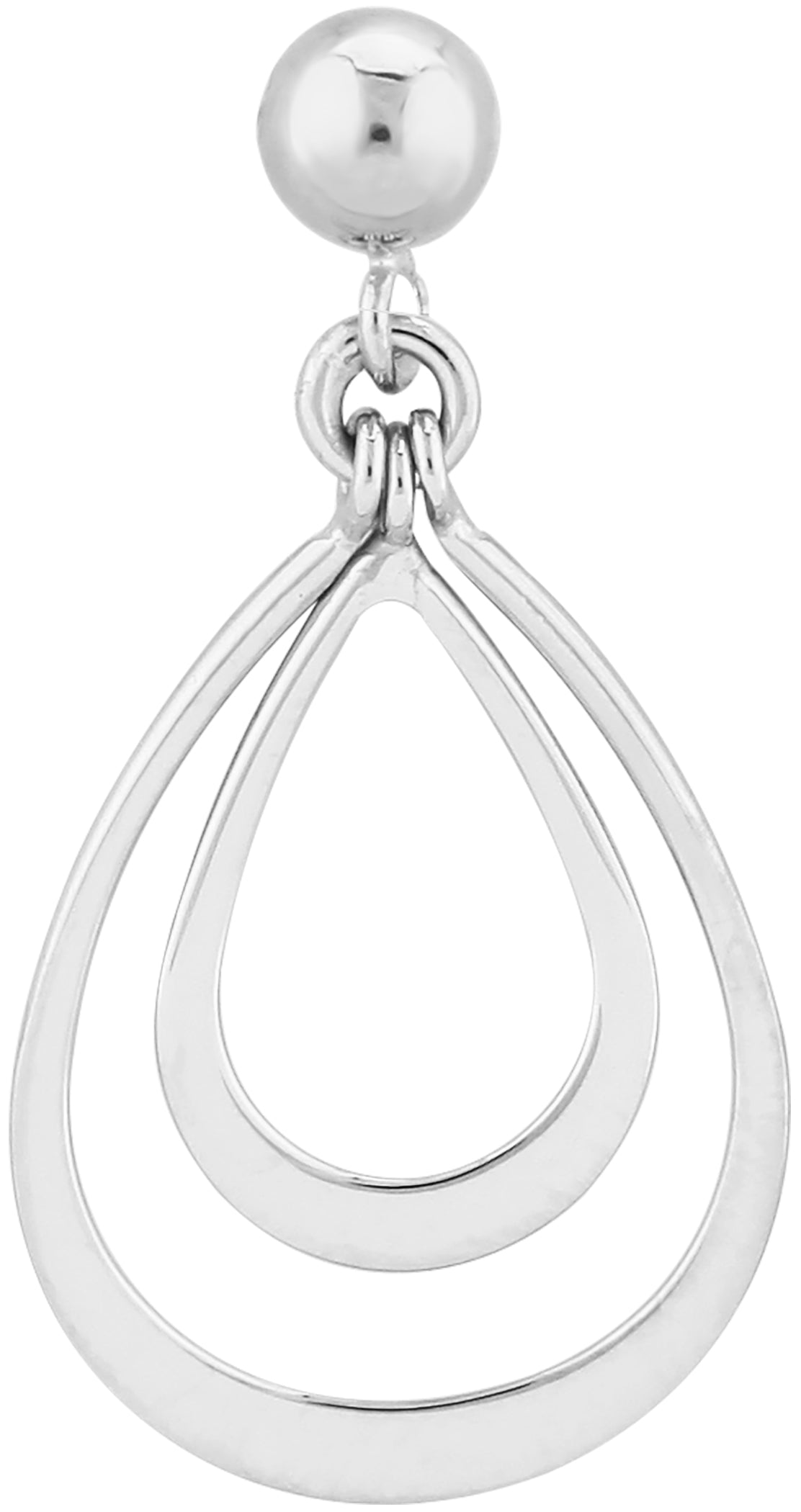 Sterling Silver Double Pear Shape Drop Earrings