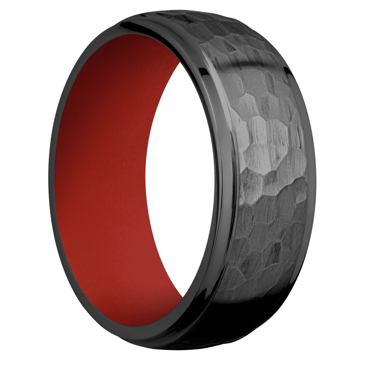 Zirconium + Hammer , Polish Finish + Red Apple