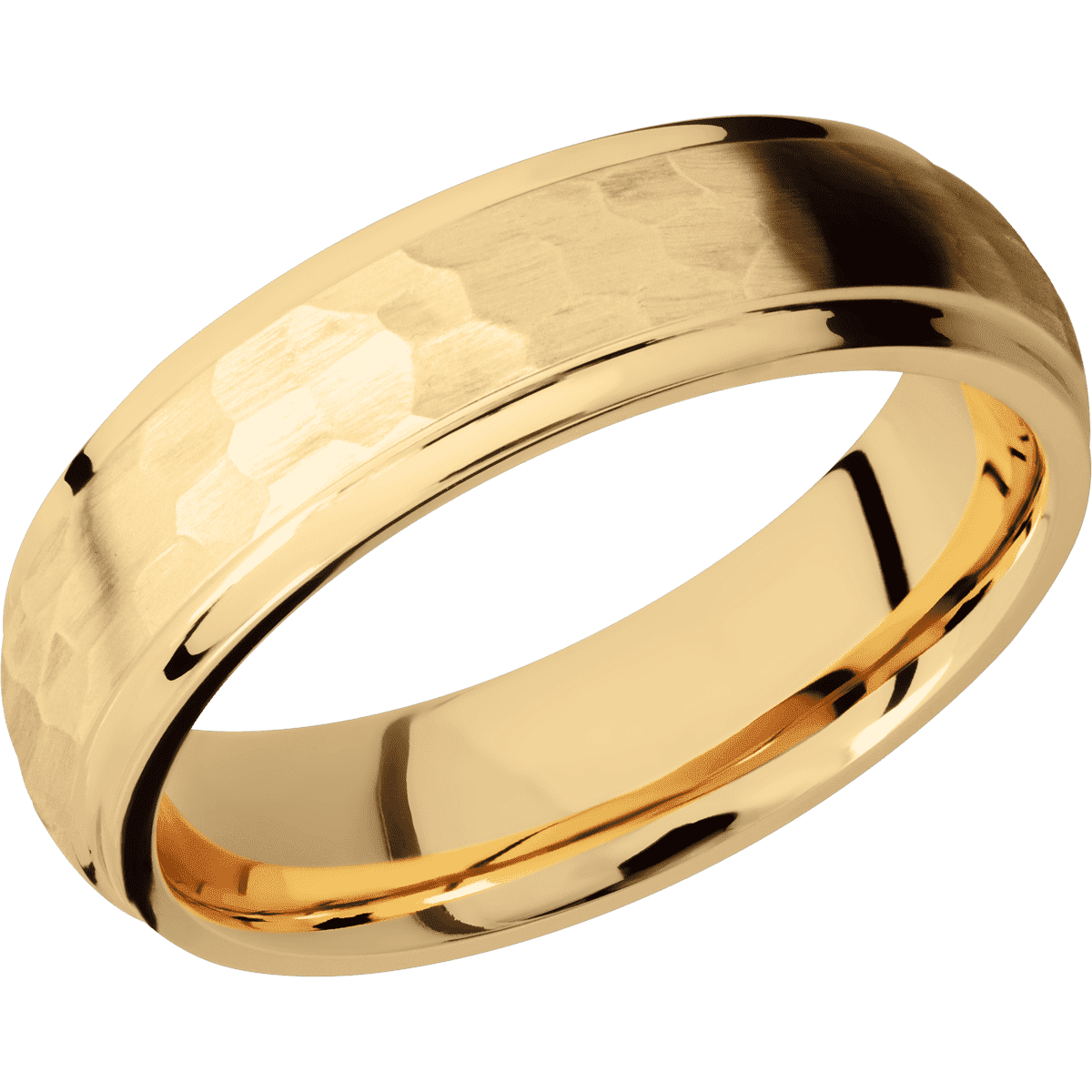 14K Yellow Gold + Hammer , Polish Finish