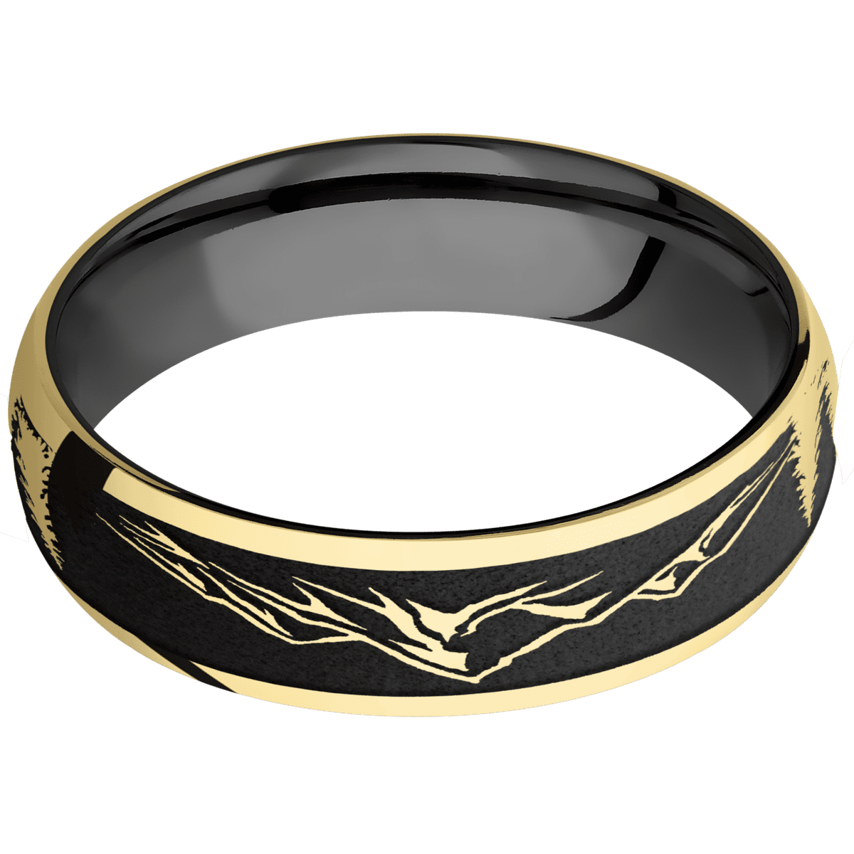 14K Yellow Gold + Polish Finish + Zirconium