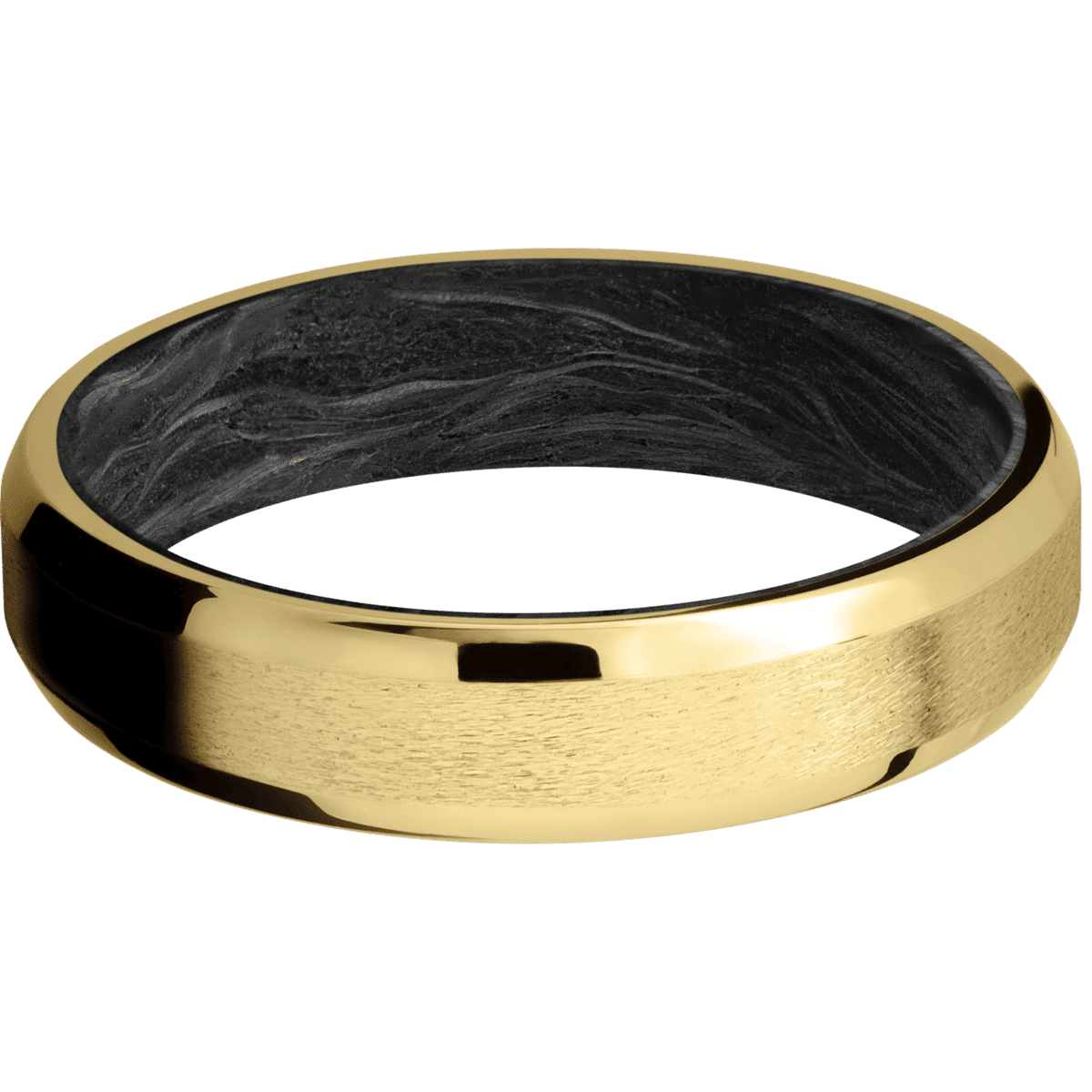 10K Yellow Gold + Stone , Polish Finish + Forged Carbon Fiber