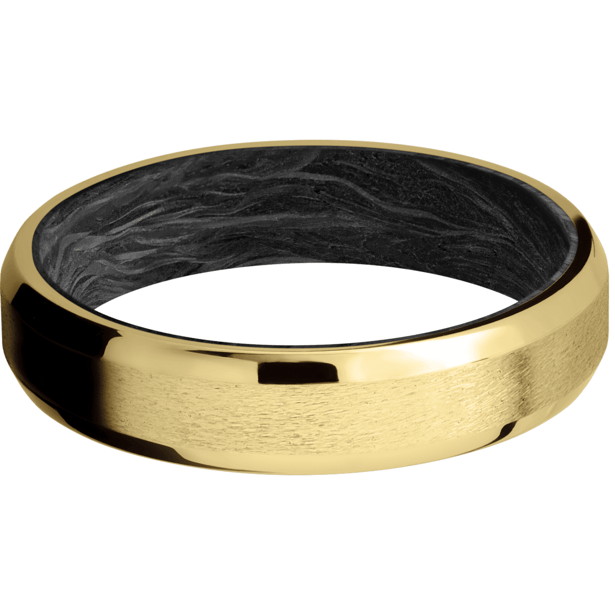 10K Yellow Gold + Stone , Polish Finish + Forged Carbon Fiber