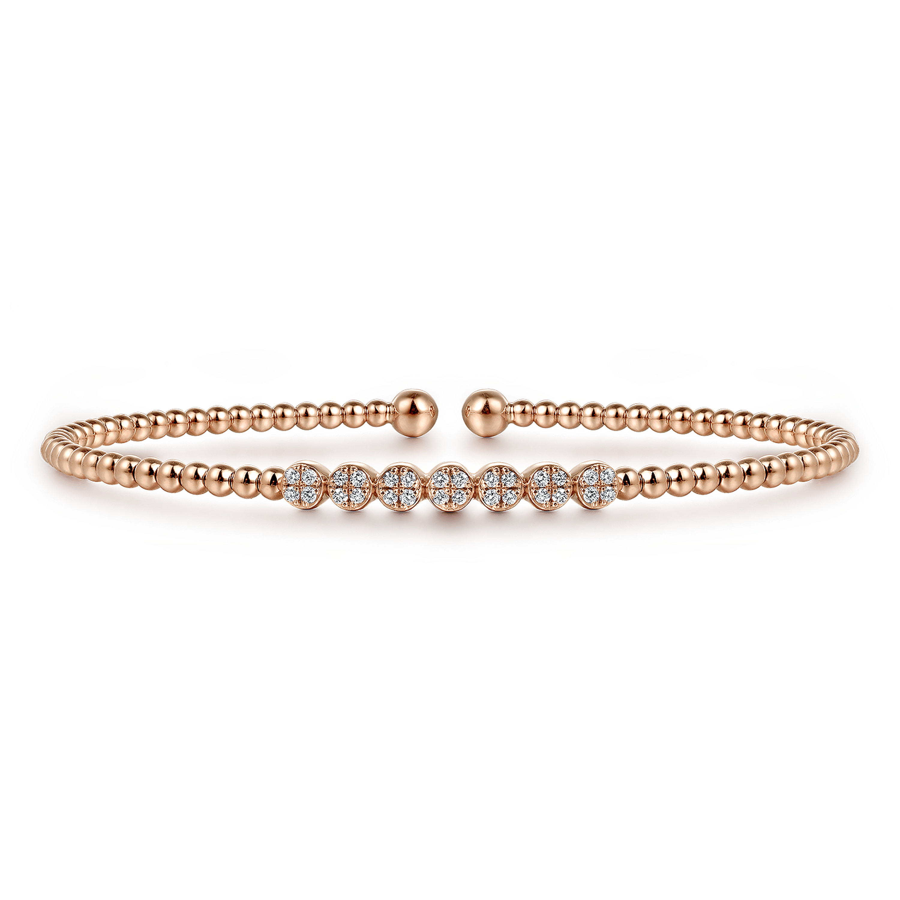 14K Rose Gold Bujukan Bead and Cluster Diamond Bangle