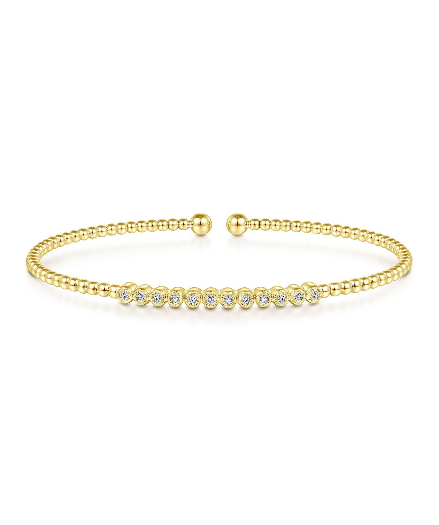 14K Yellow Gold Bujukan Bead Diamond Bangle