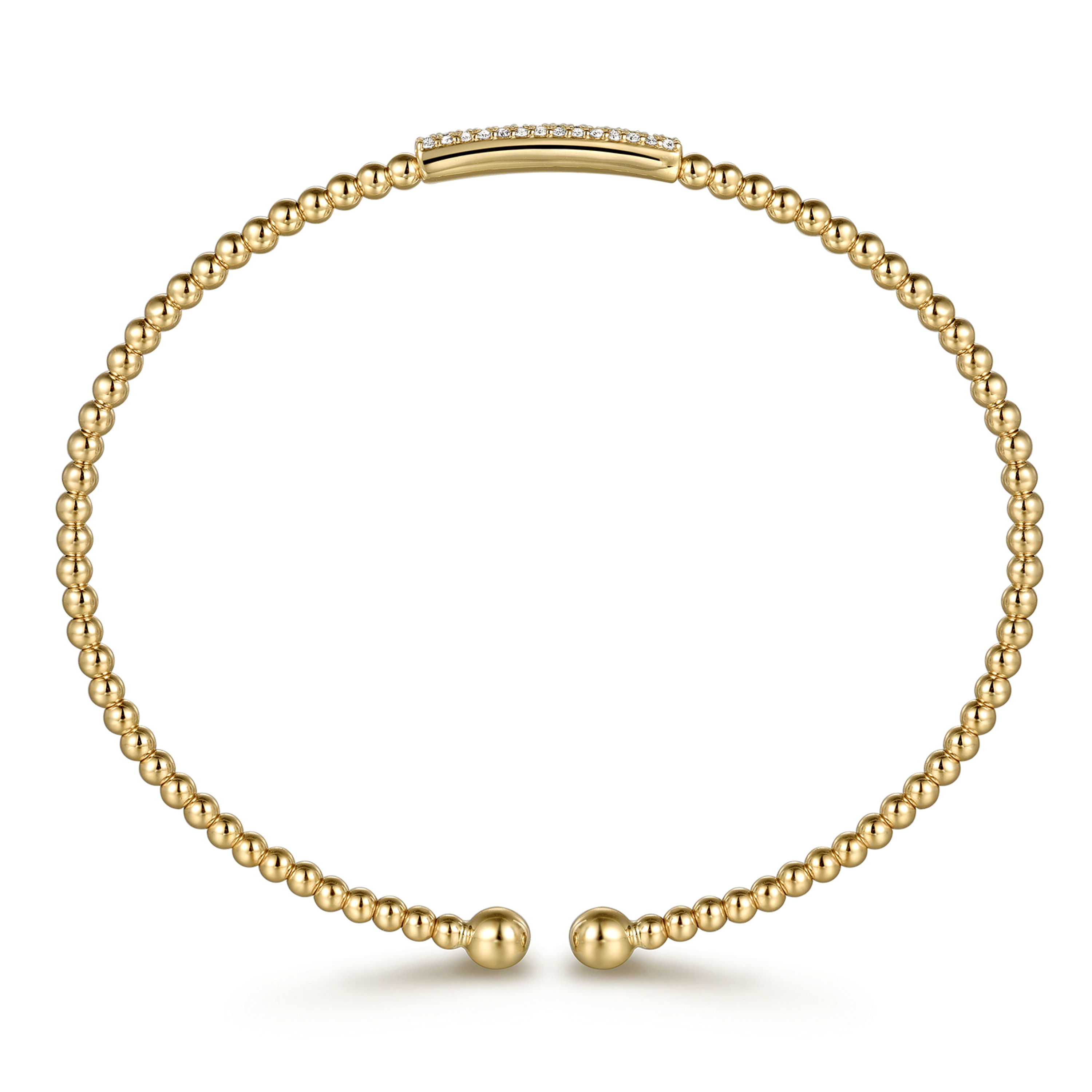 14K Yellow Gold Bujukan Bead Cuff Bracelet with Diamonds