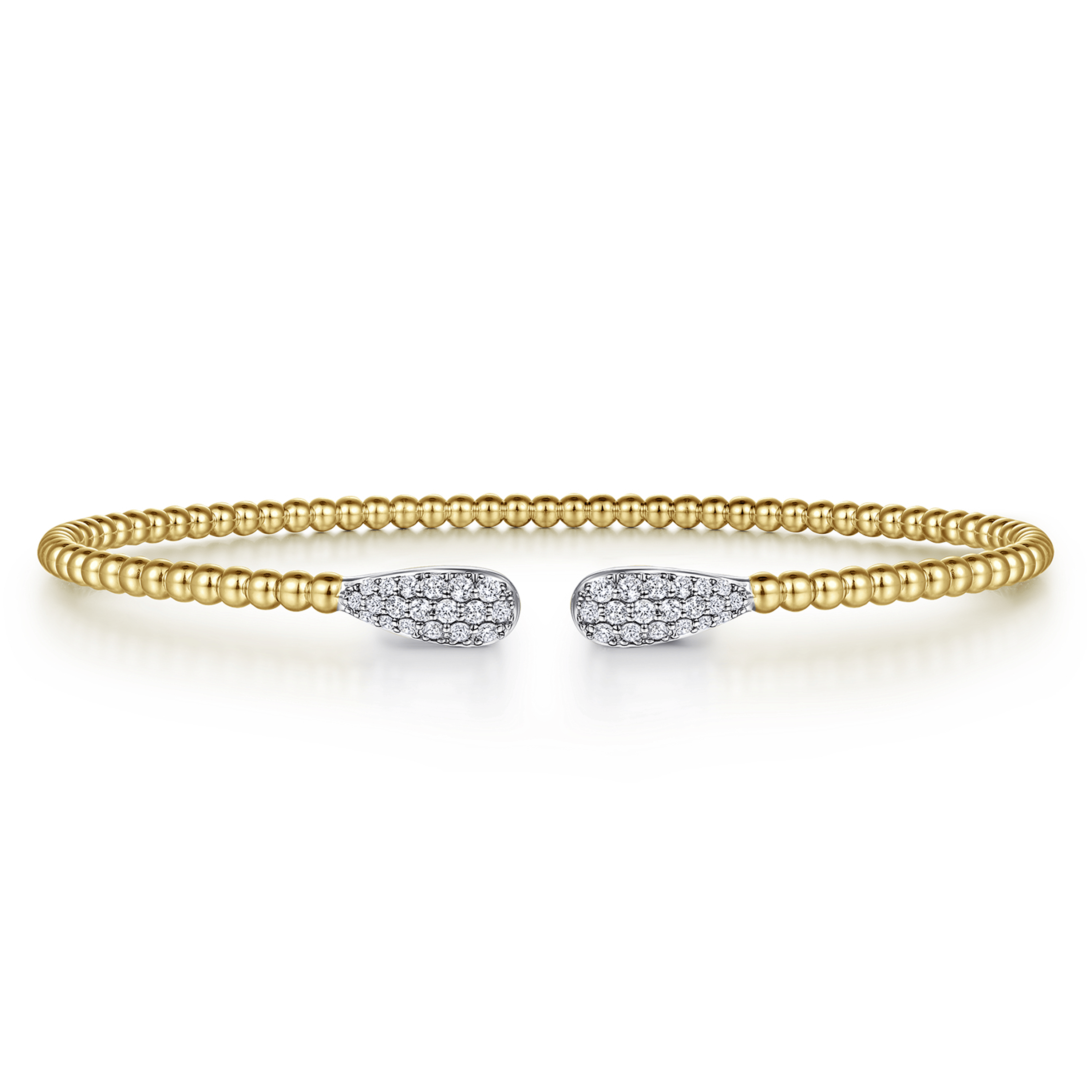 14K Yellow Gold Diamond Teardrops Open Bangle Bracelet-Bujukan