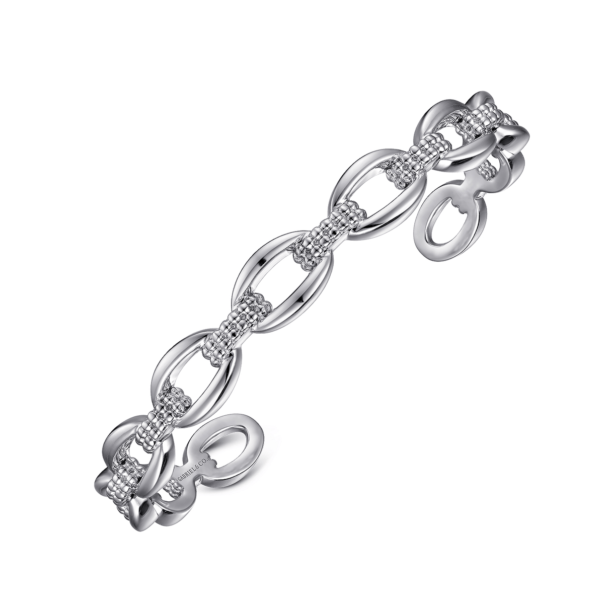 Bujukan 925 Sterling Silver Oval Link Cuff Bangle