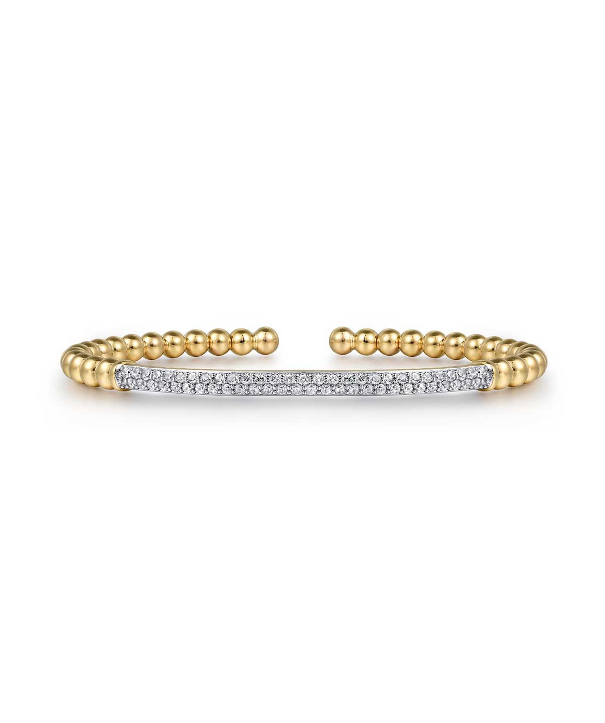 14K Yellow Gold Diamond Pave Bar Bujukan Split Bangle