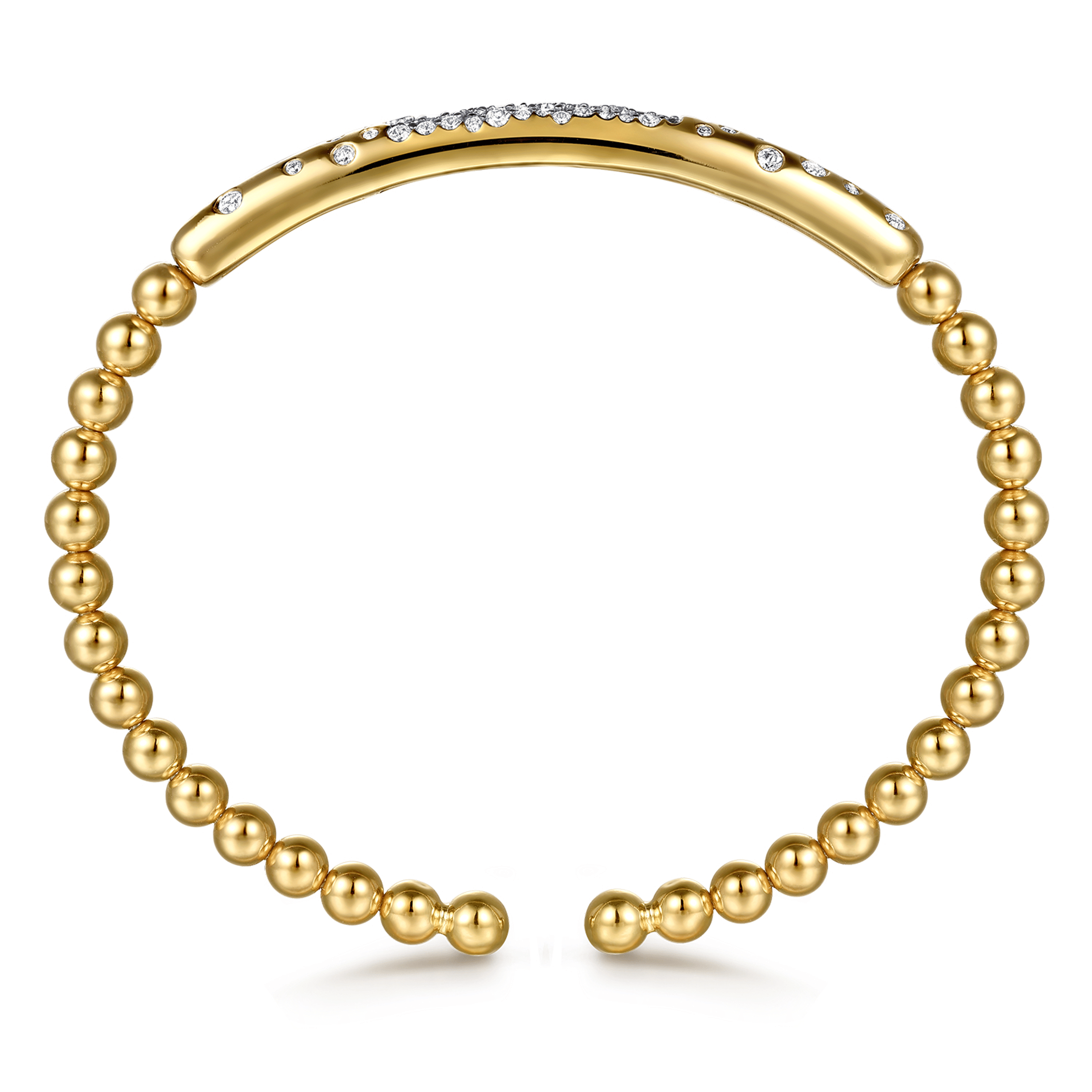 14K Yellow Gold Bujukan Pave Diamond Split Bangle Bracelet