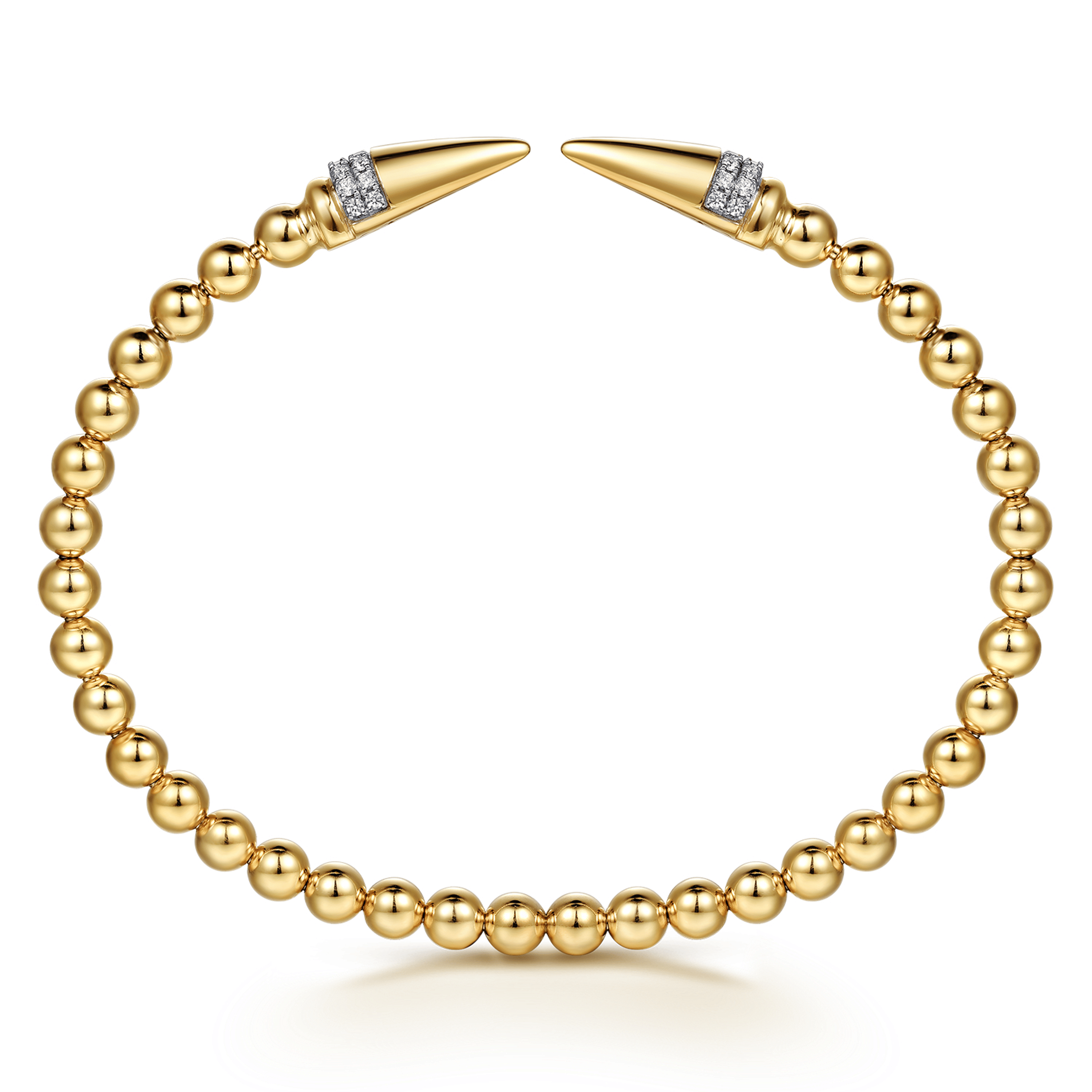 14K Yellow Gold Bujukan Diamond Spike Open Bangle Bracelet