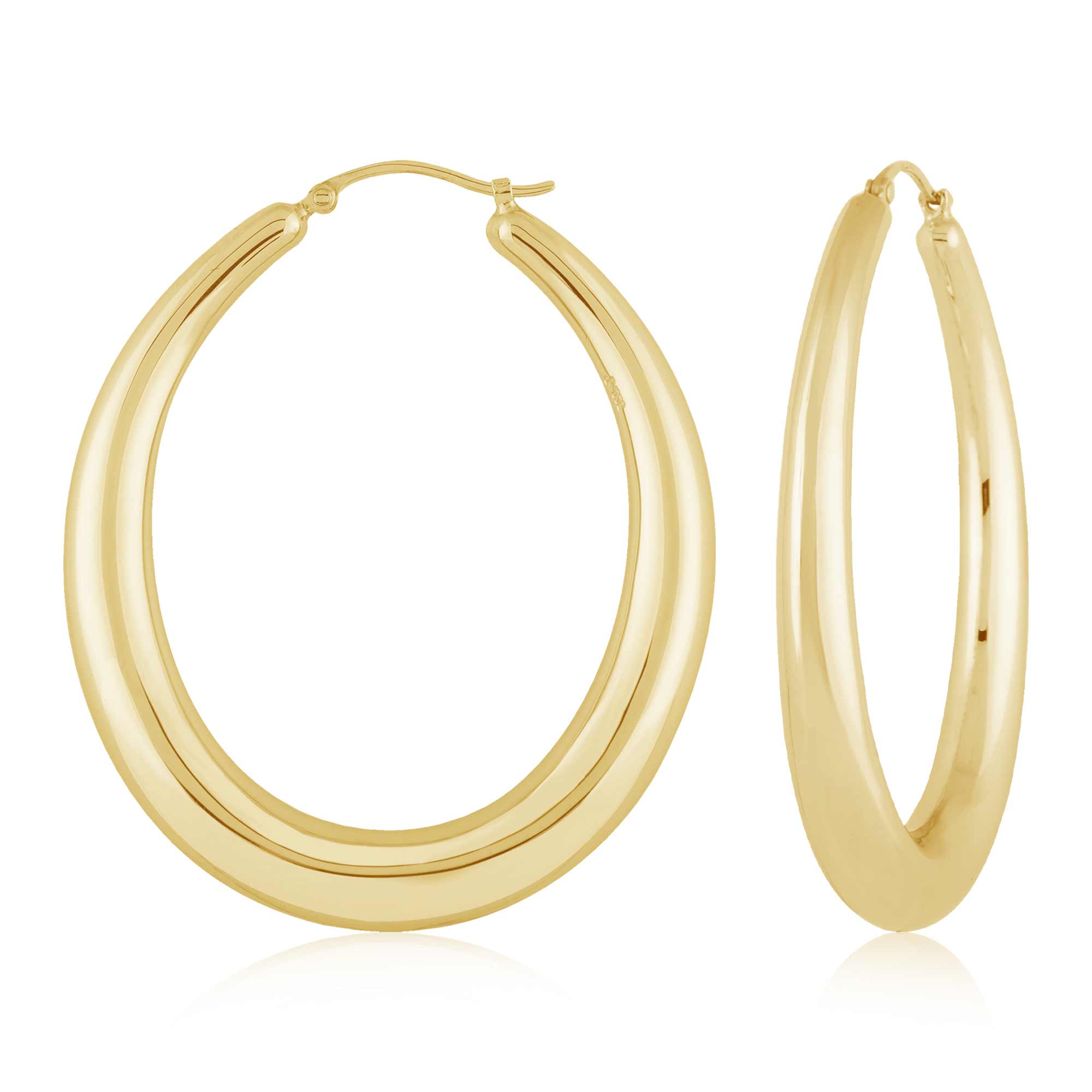 Sterling Silver Vermeil Large Round Oval Hoop Earrings