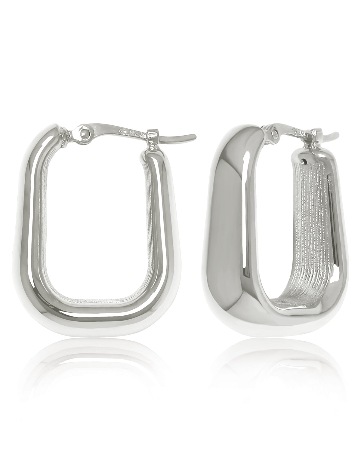 Sterling Silver Tapered Soft Square Hoop earrings