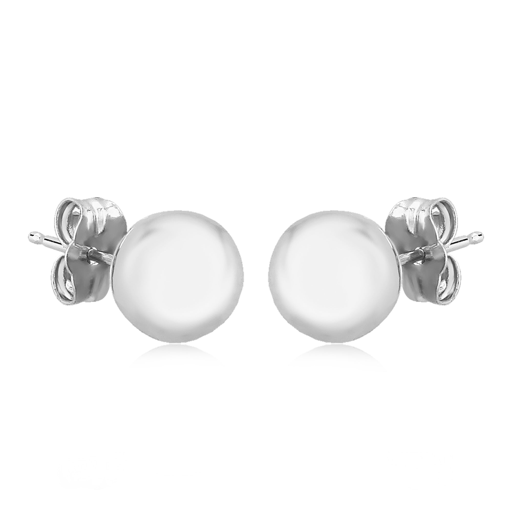 14K White Gold 6mm Ball Stud Earrings