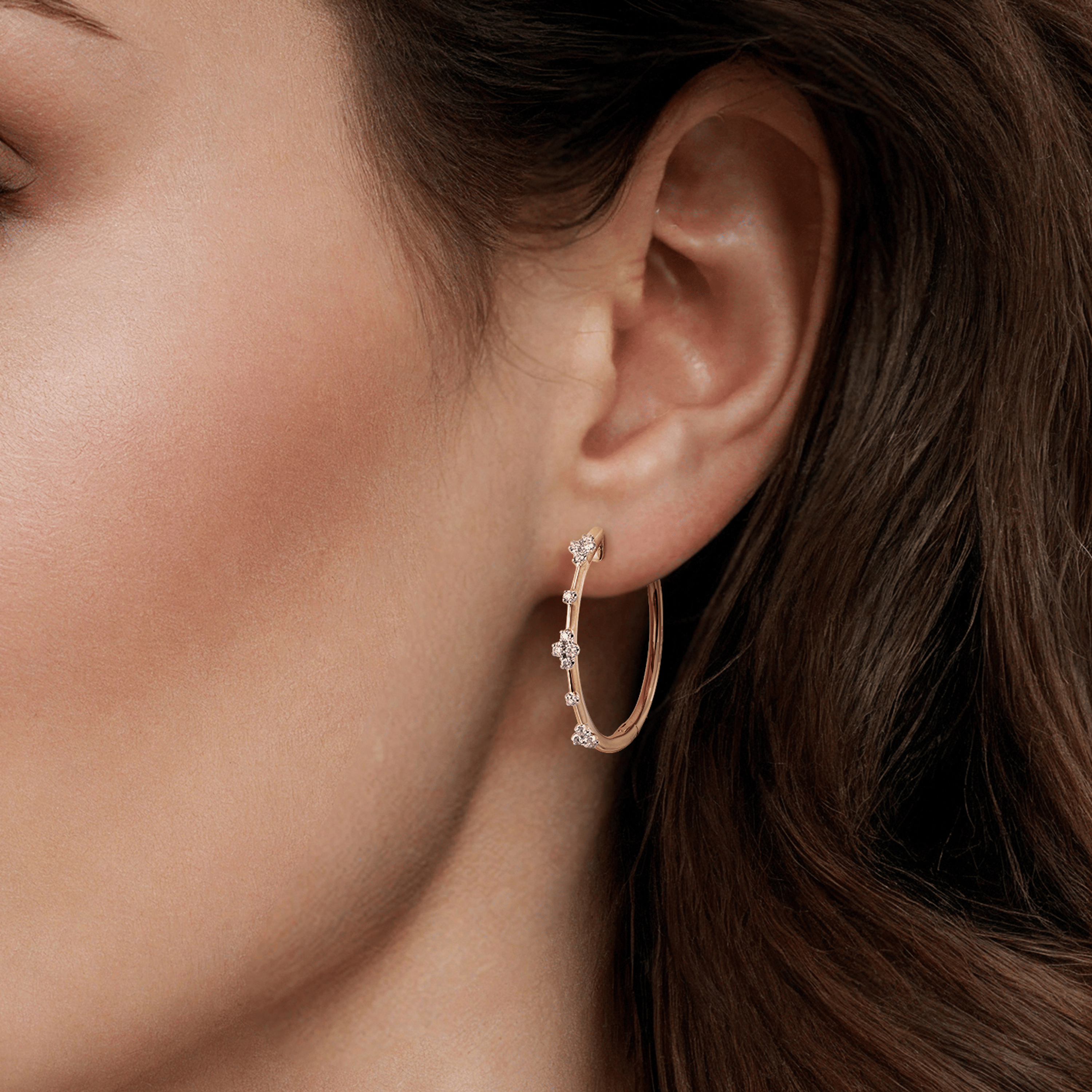 14K Yellow Gold Diamond Classic Hoop Earrings 20mm