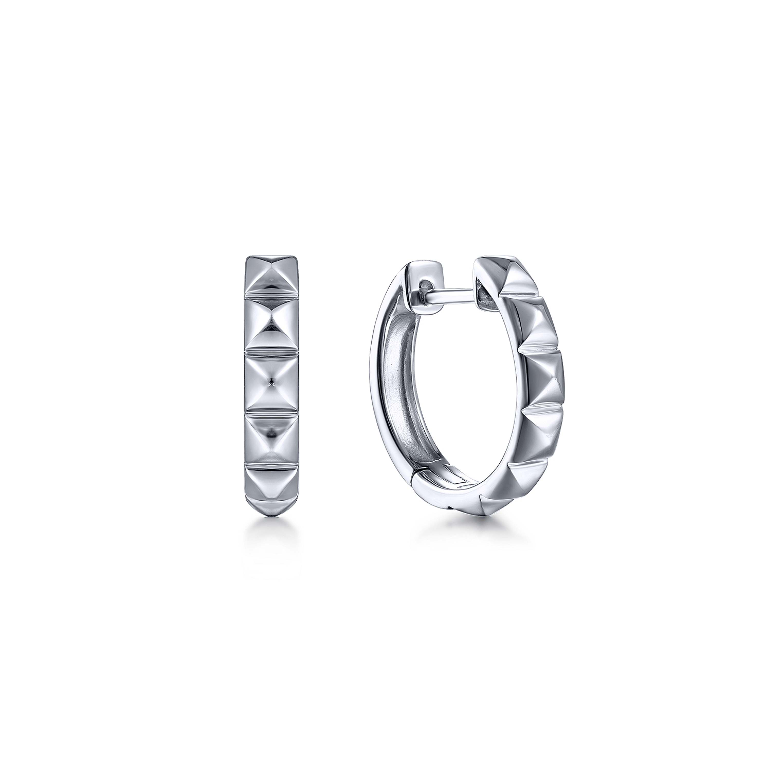 925 Sterling Silver Pyramid Huggie Earrings