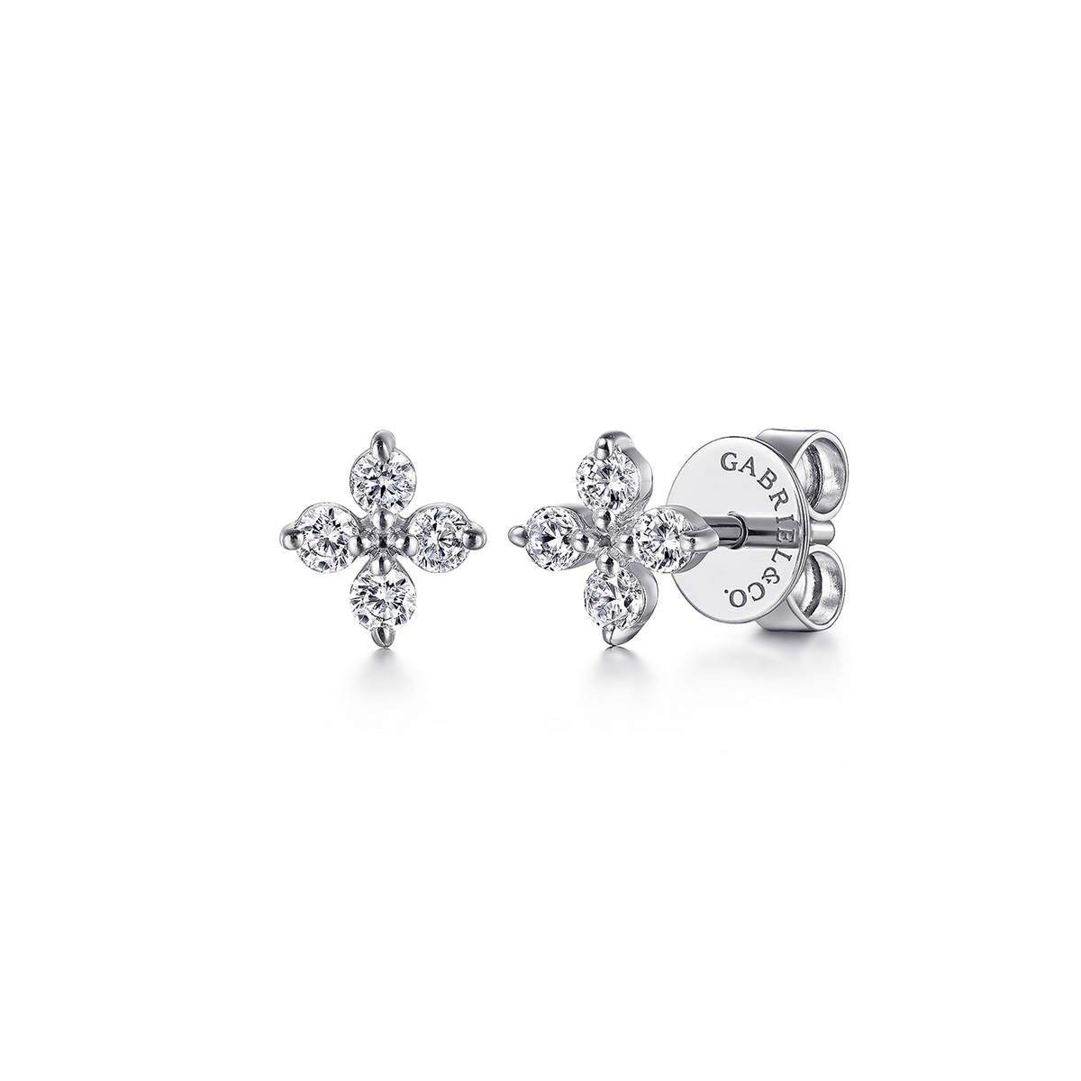 14K White Gold Diamond Stud Earrings