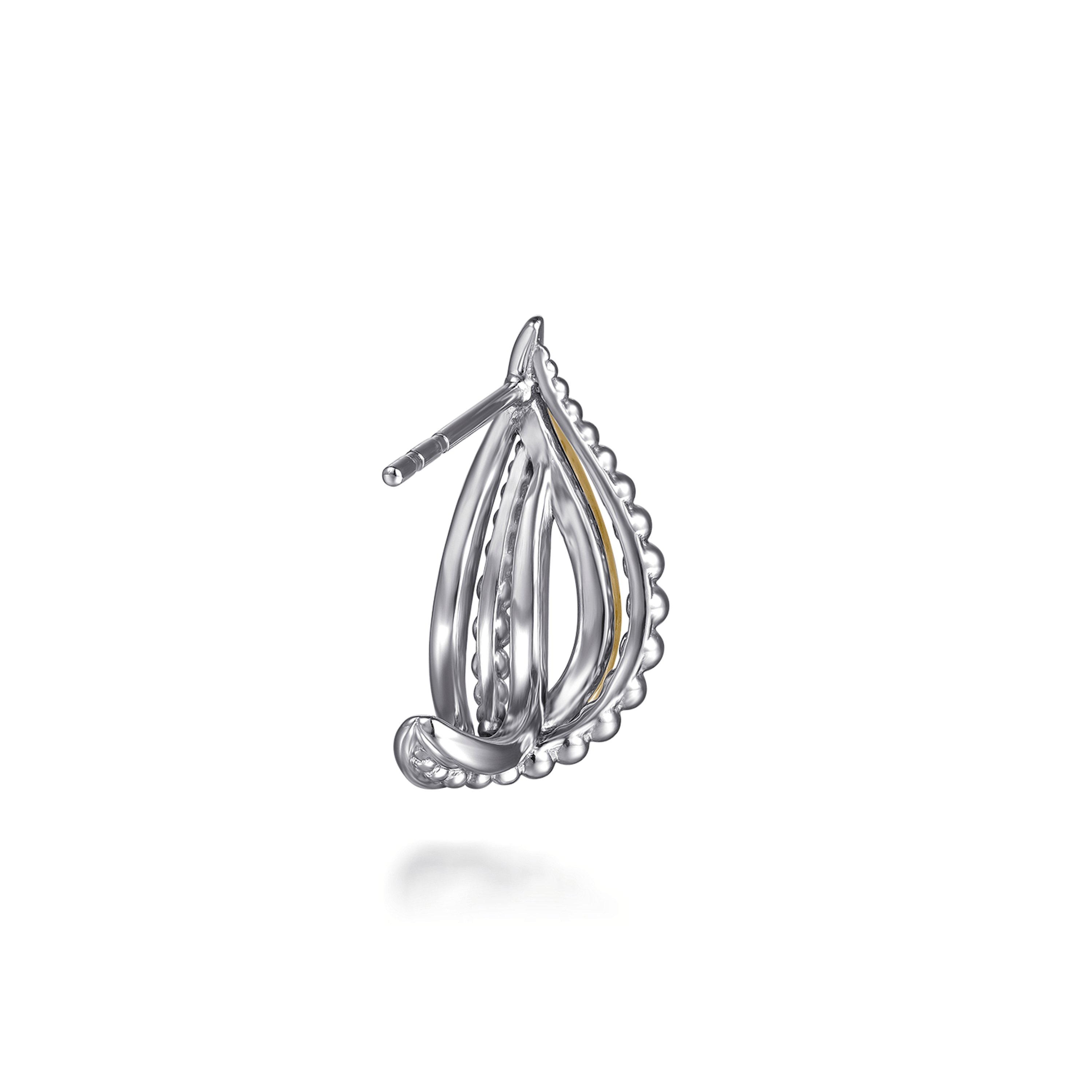 J Hoop Earrings 14K Yellow Gold and 925 Sterling Silver Bujukan