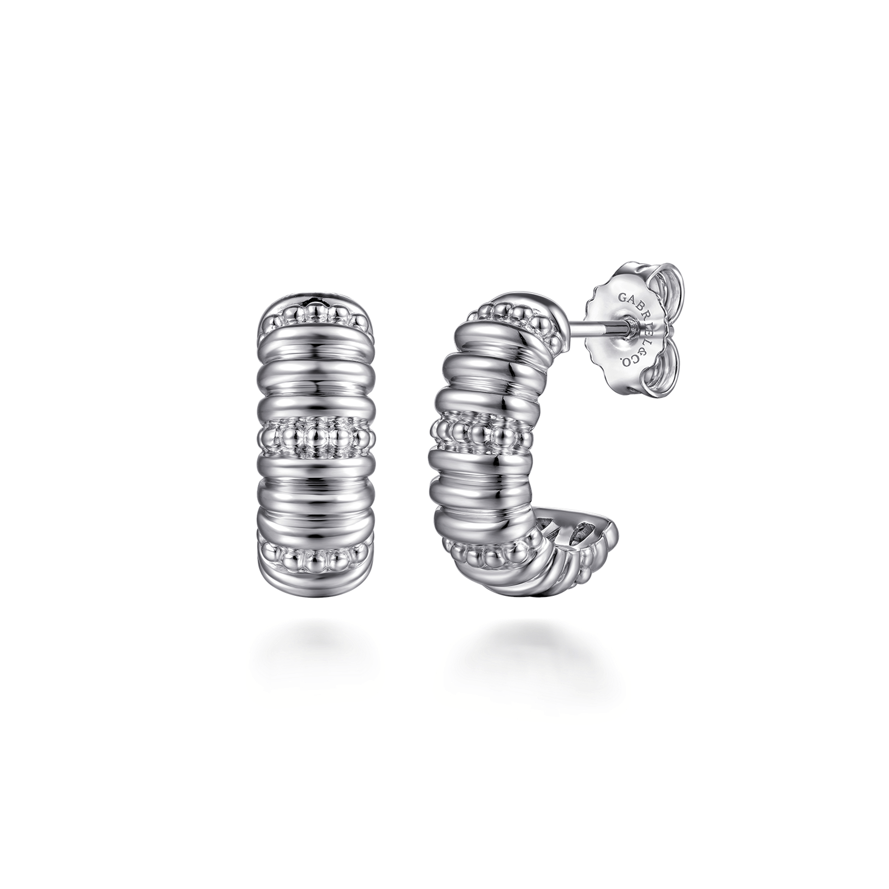 925 Sterling Silver Bujukan Shrimp J Hoop Earrings