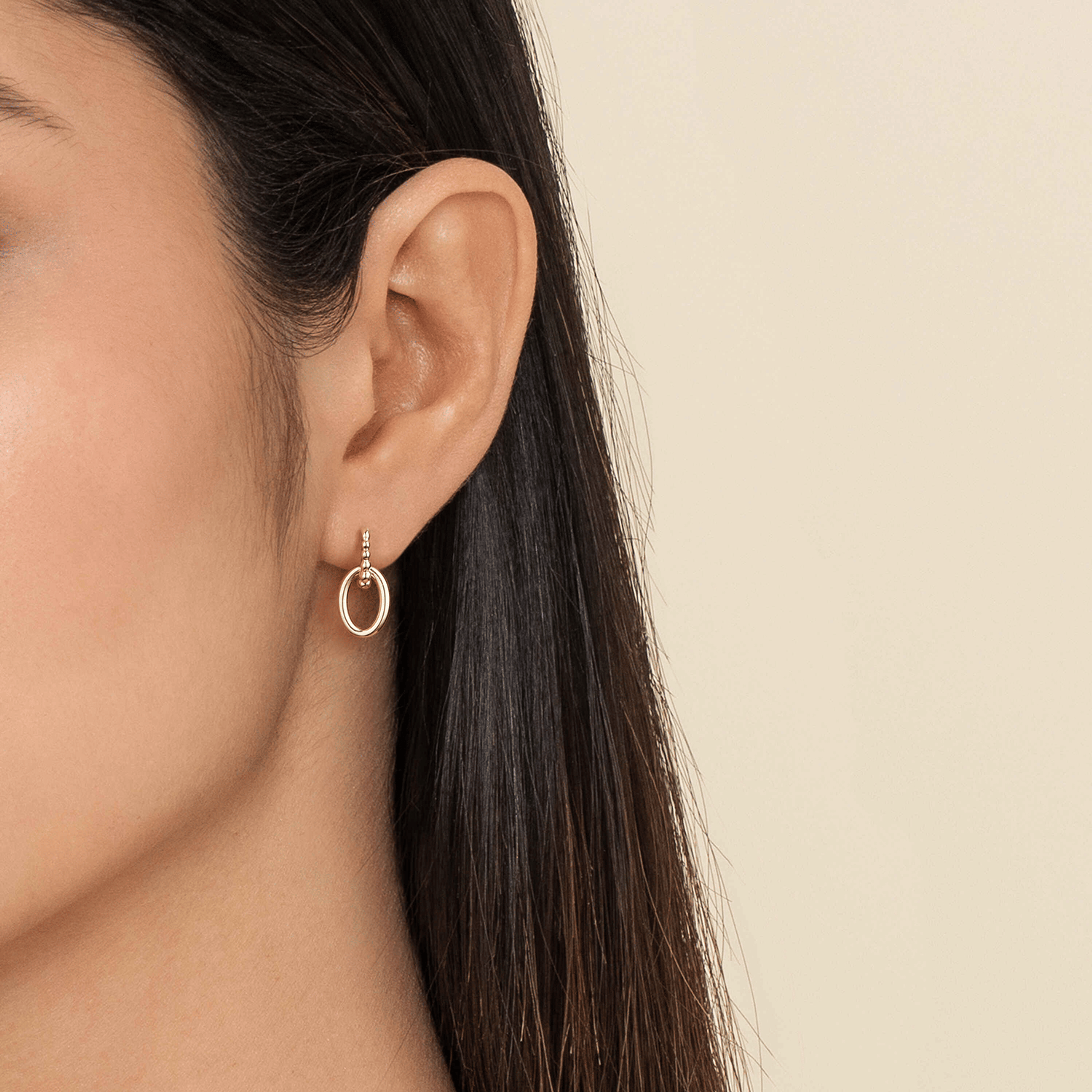 14K Yellow Plain Gold Bujukan Stud Drop Earrings