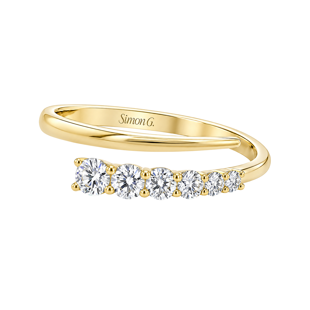 18K Yellow Gold Tapered Bypass Diamond Ring