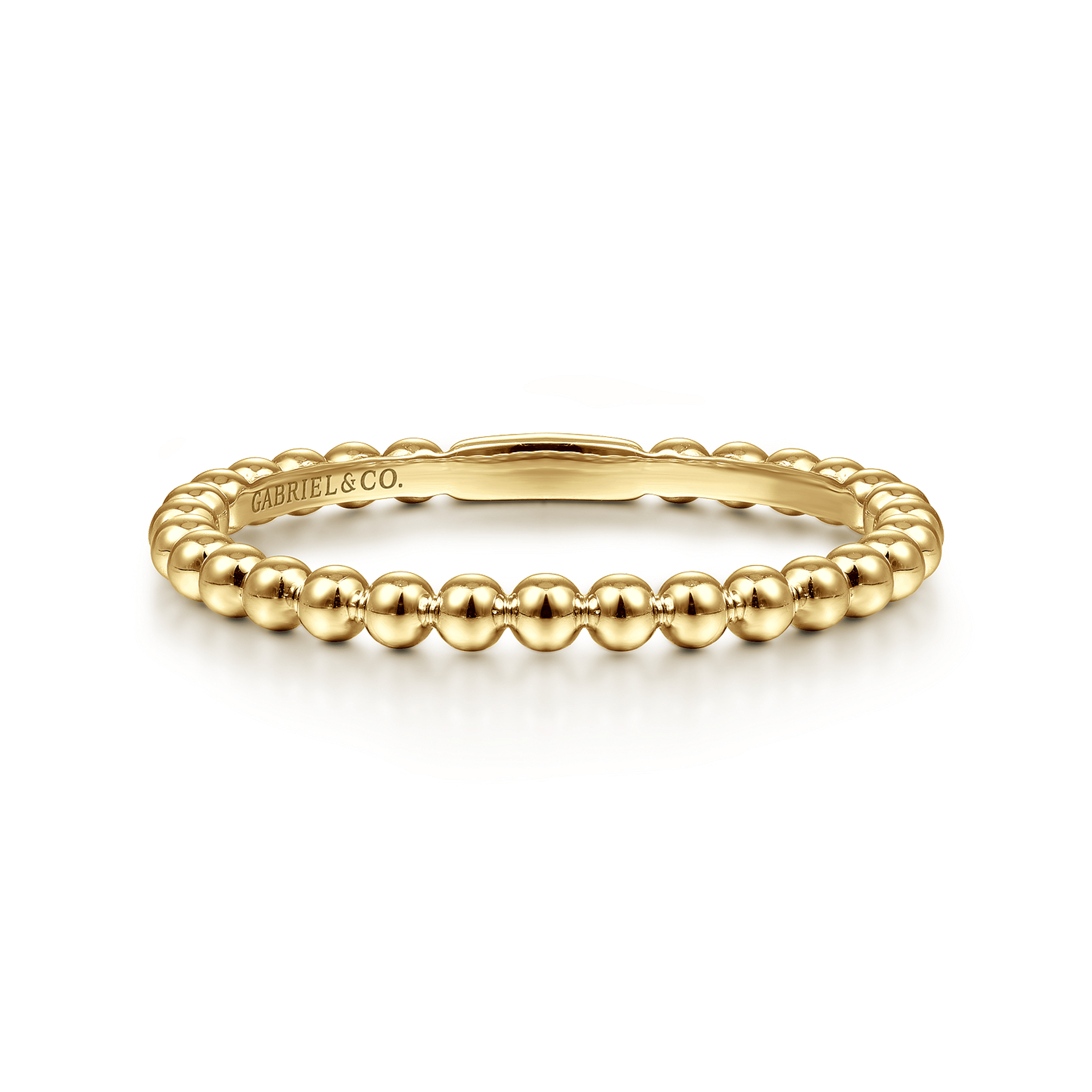 14K Yellow Gold Beaded Stackable Ring