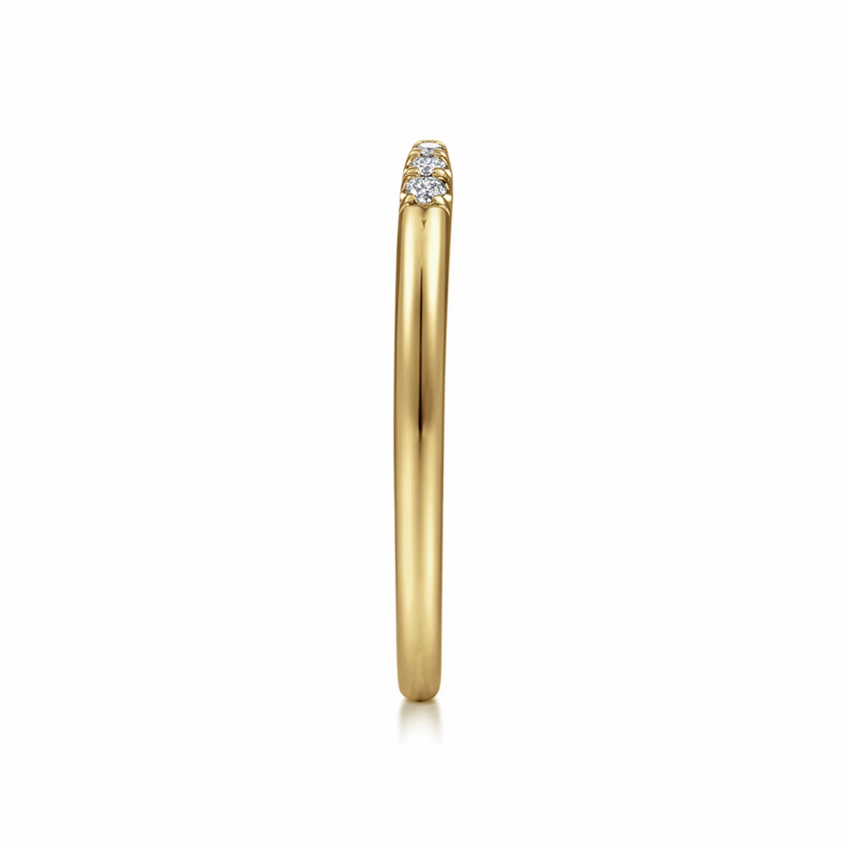 14K Yellow Gold Open Diamond Tipped Stackable Ring