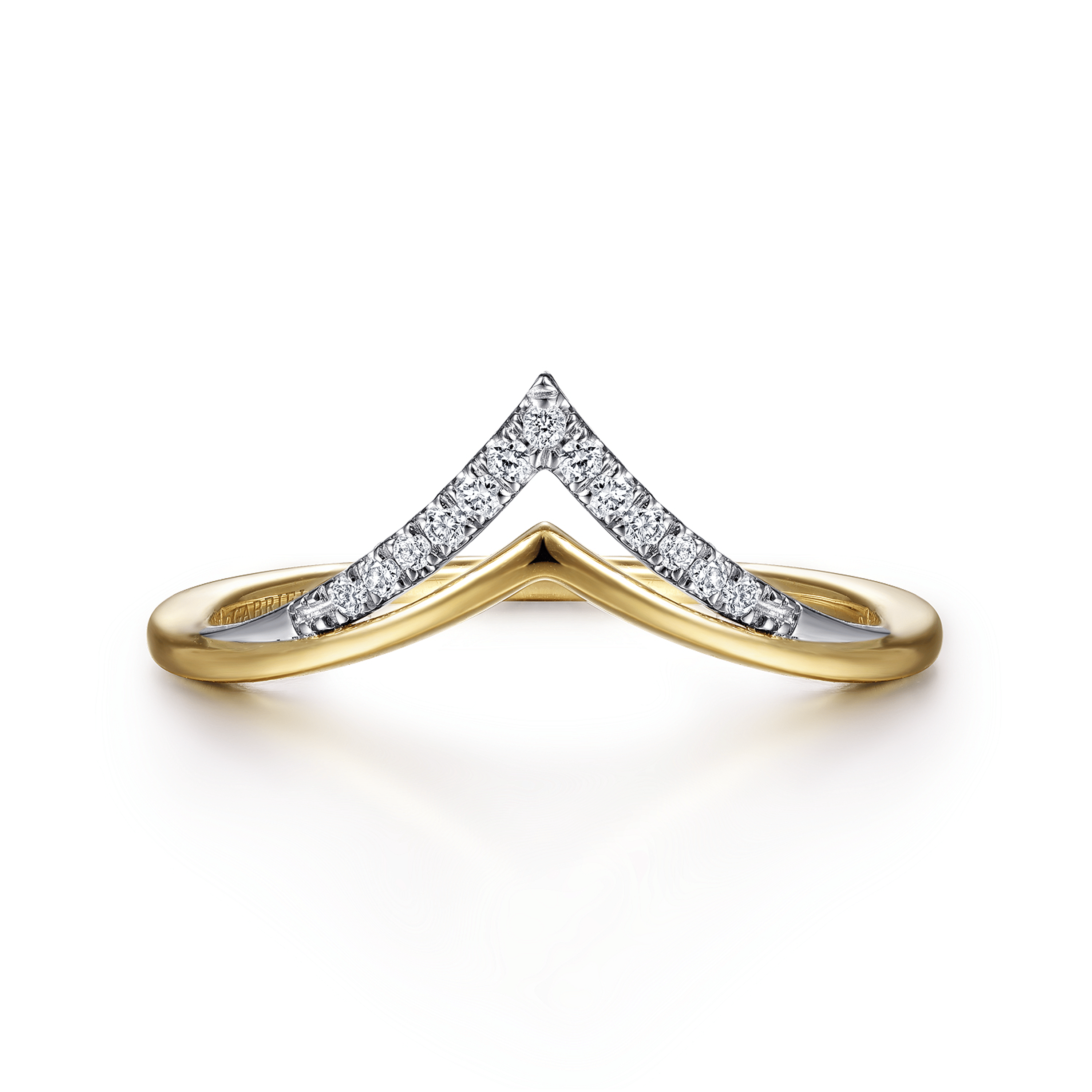 14K White Yellow Gold Diamond Chevron Ring